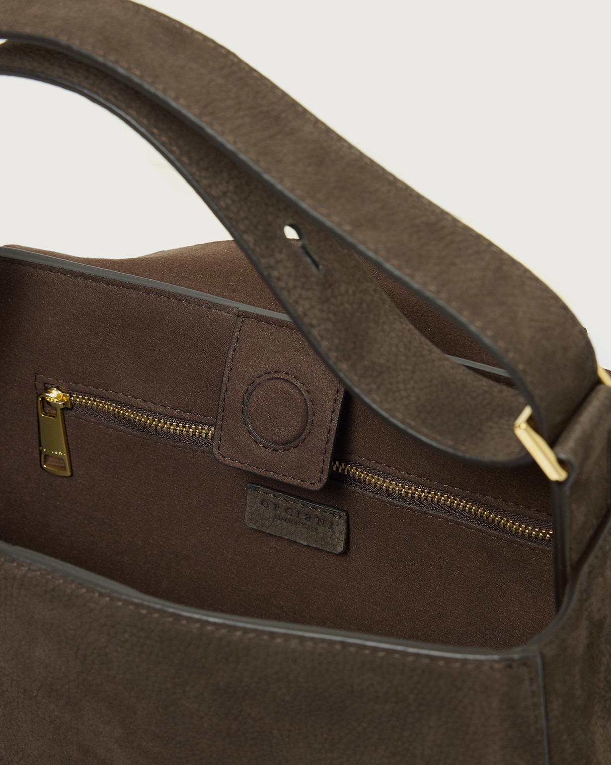 Borsa Sveva Nabucco Media a spalla in pelle nabuk con tracolla<BR/> BT2006NBU MORO ORCIANI 