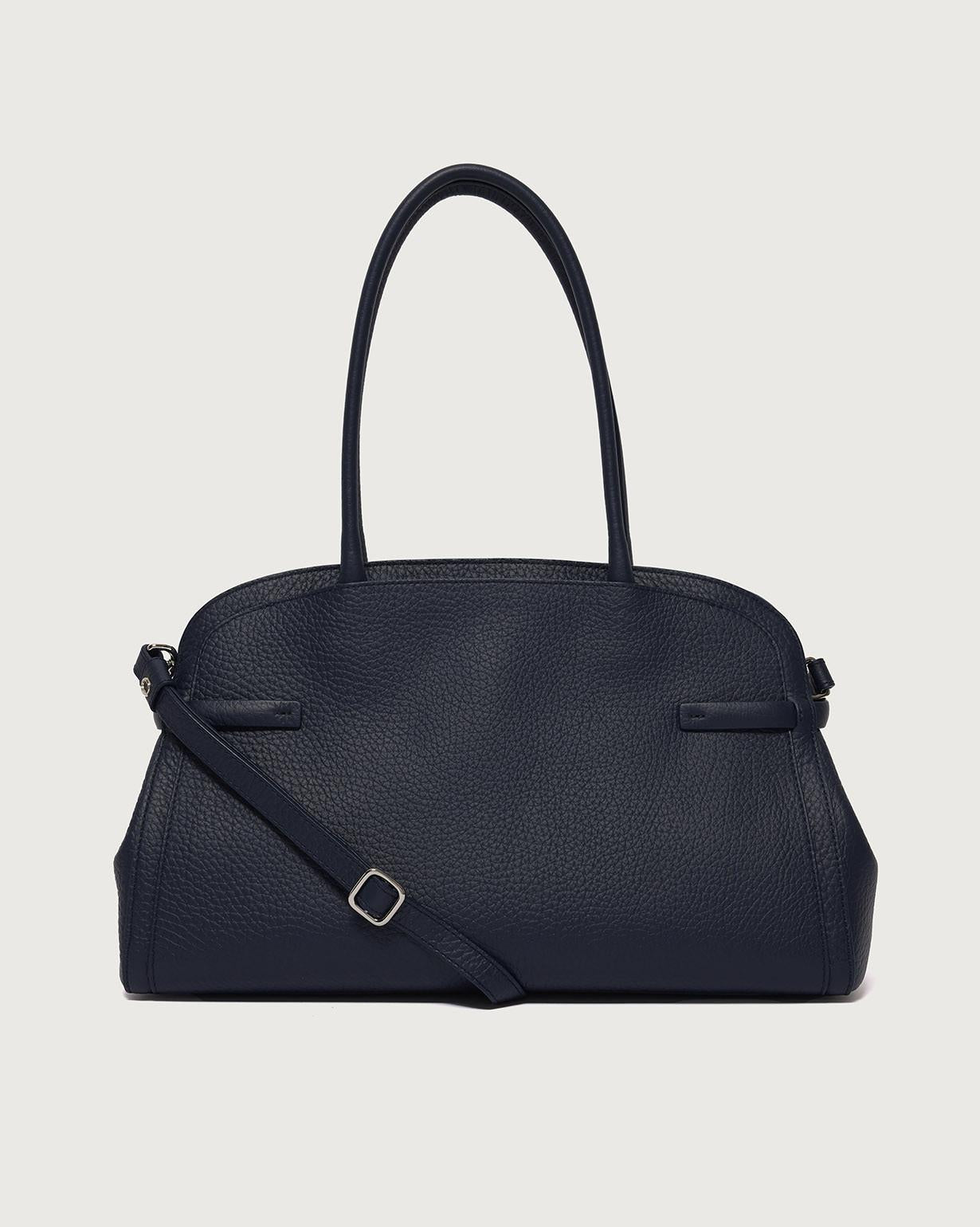 Borsa Aura Soft Large a spalla in pelle martellata con tracolla B02201SOF NAVY ORCIANI 