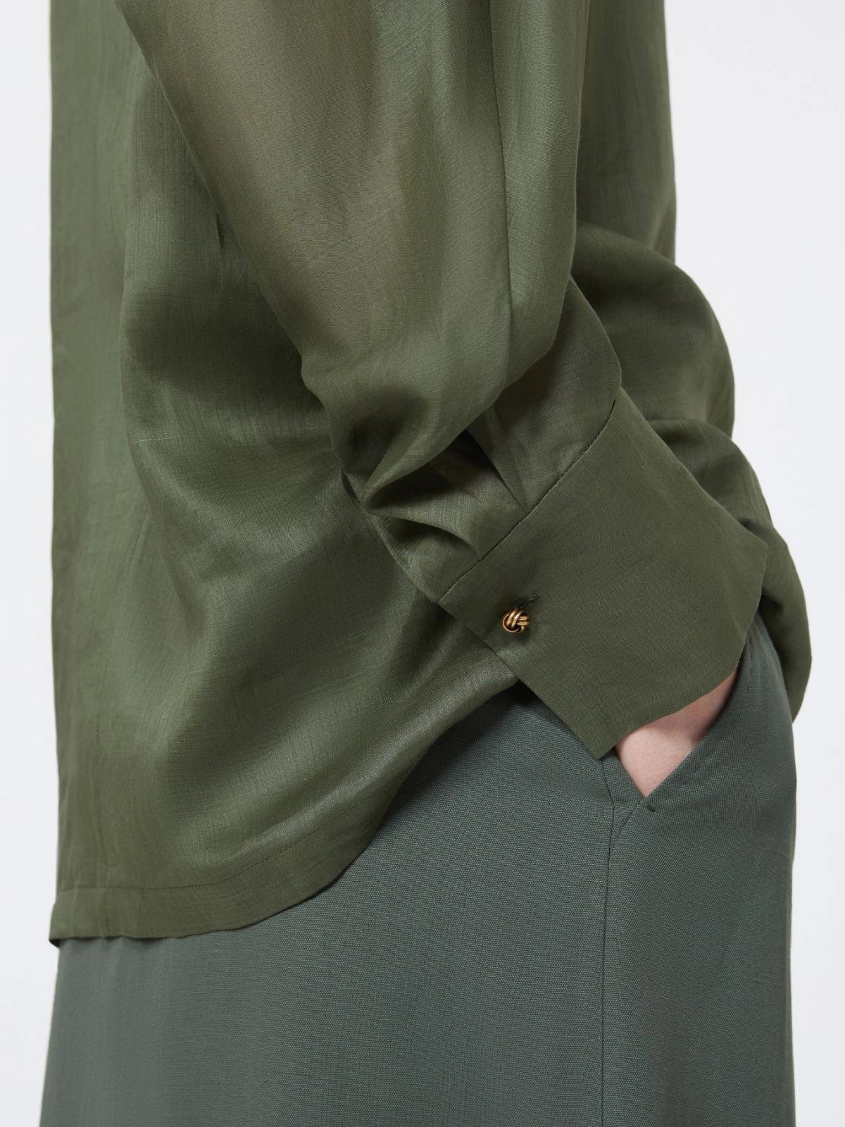 Camicia in tela ramié - Verde kaki<BR/> MSTBALDI 061 MAX MARA STUDIO 