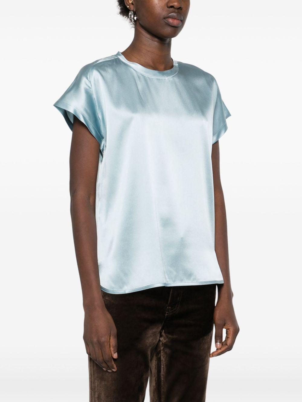Blusa donna in satin maniche ad aletta