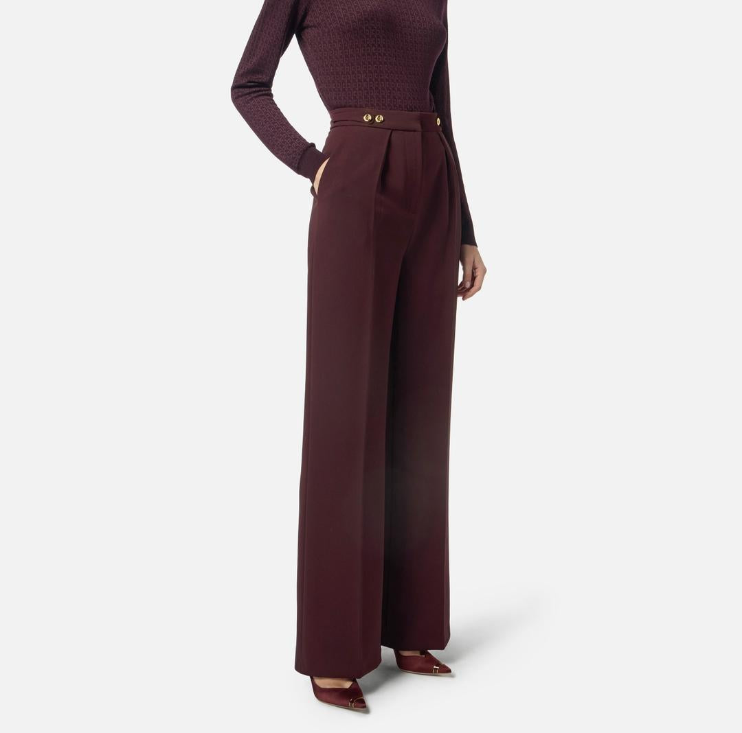 Pantaloni in crêpe con accessorio gioiello PA09956E2 EA4 ELISABETTA FRANCHI 