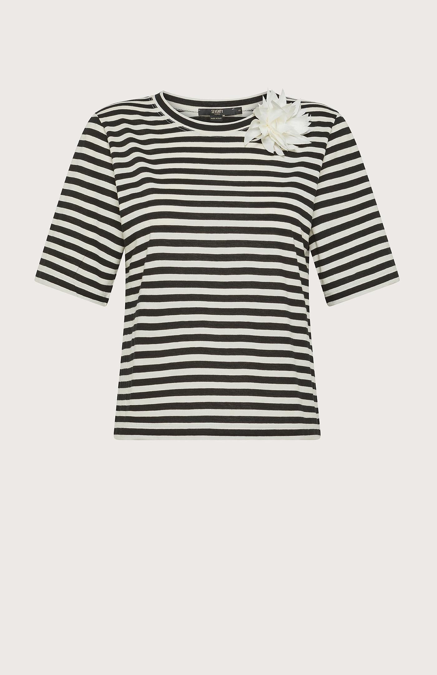 T-shirt donna in jersey di cotone a righe