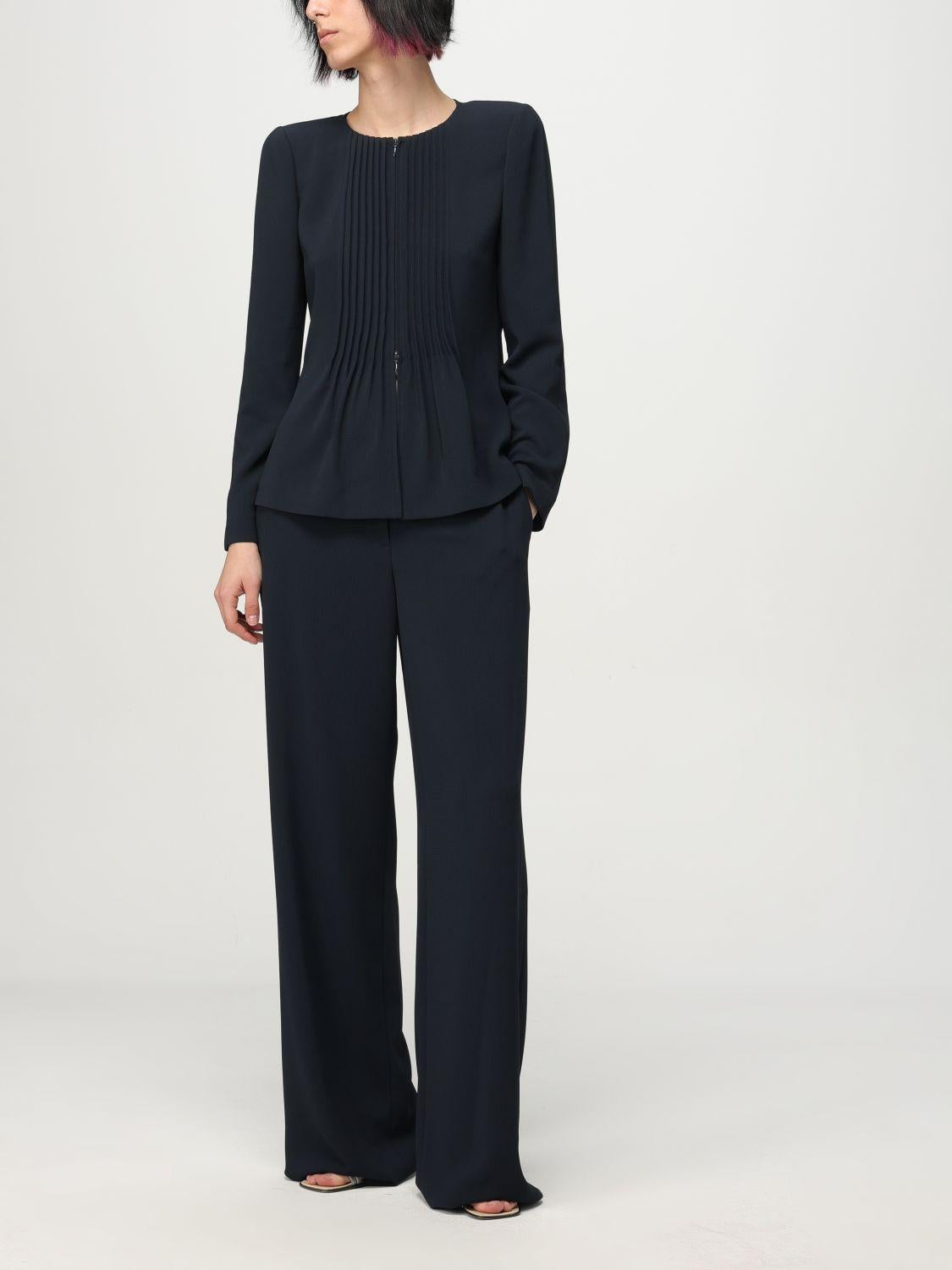 Giacca girocollo con plissé frontale EW000850AF12514 UB115 ARMANI 