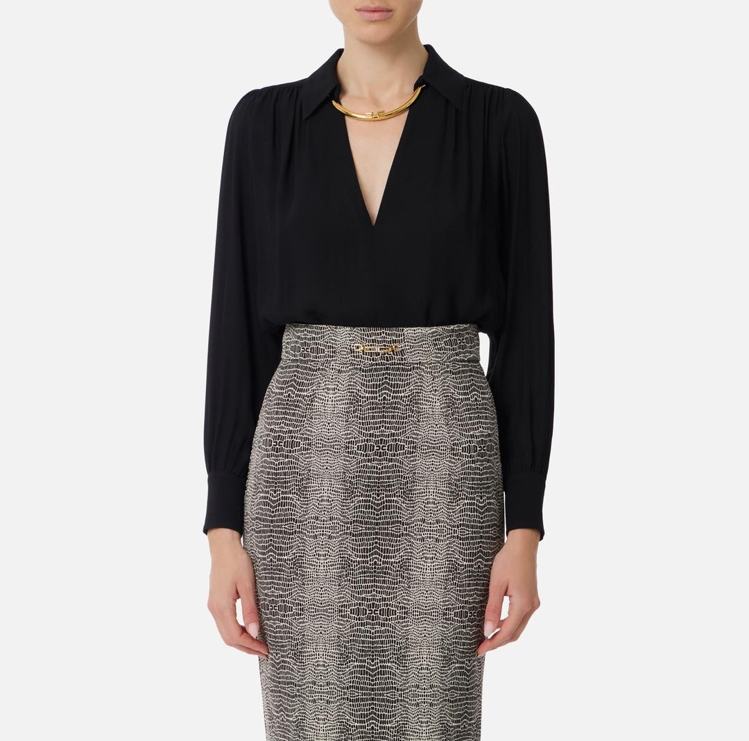 Camicia in georgette con dettaglio gioiello CA12356E2 110 ELISABETTA FRANCHI 
