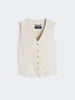 Gilet in canvas di lino - ECRU