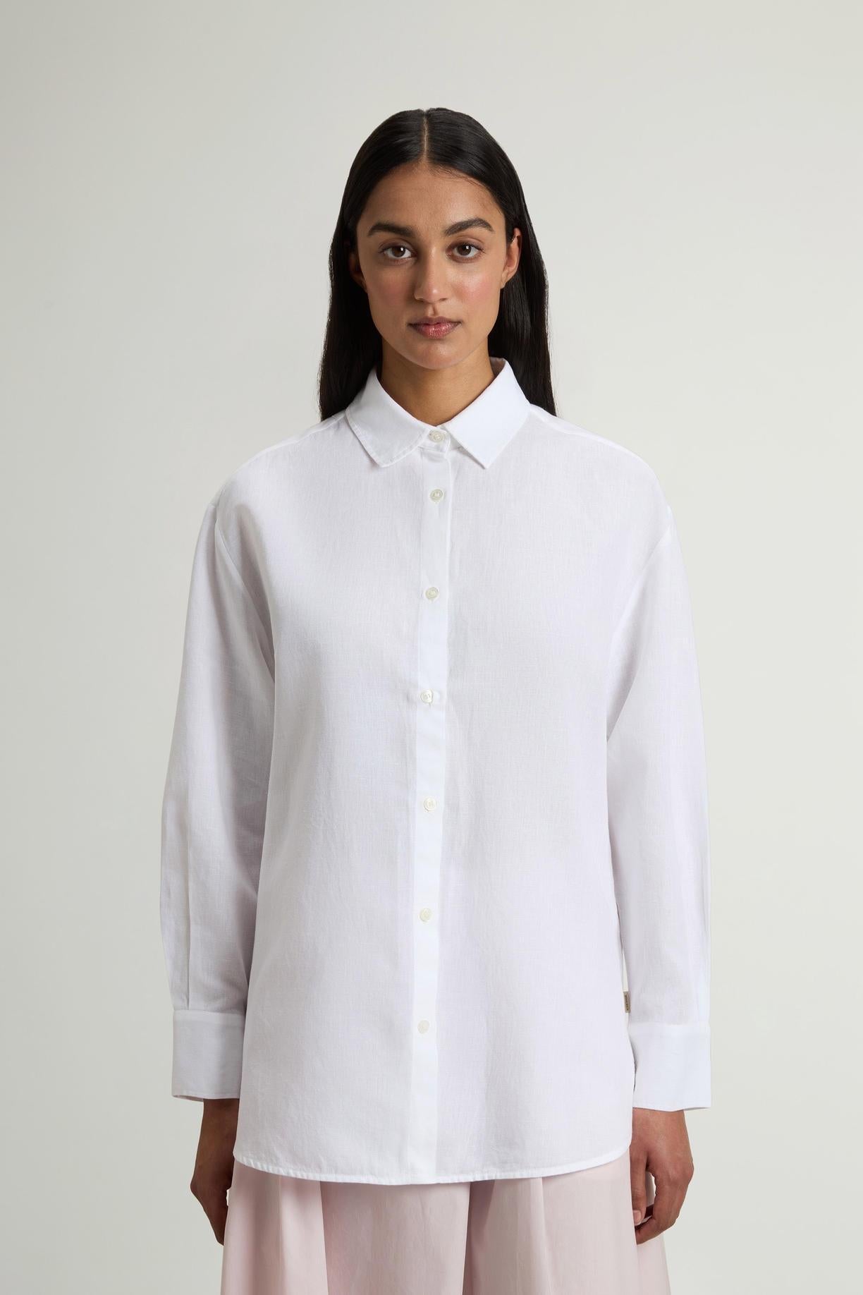 Camicia Boyfriend in misto cotone e lino<BR/> CFWWSI2013FRUT5295 8309 WOOLRICH 