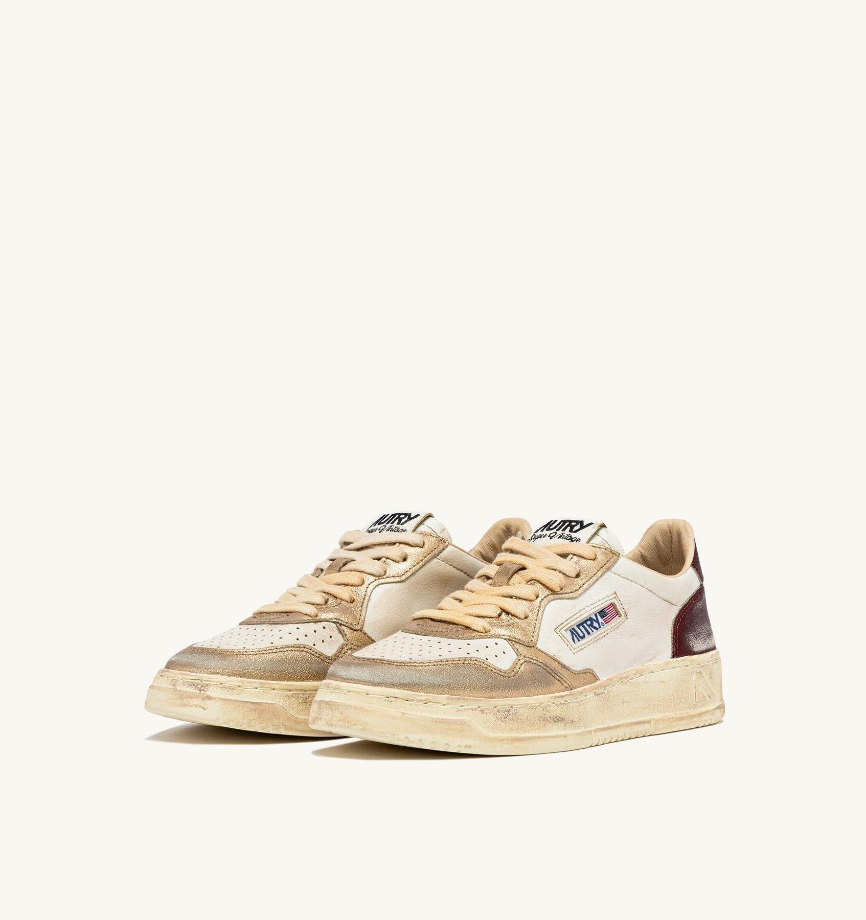 SNEAKERS MEDALIST LOW SUPER VINTAGE IN PELLE SPAZZOLATA COLORE PLATINUM E VIOLET