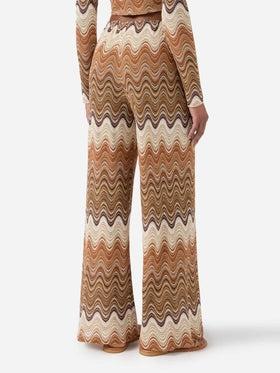 Pantalone lungo Amalia in raschel degradé marrone<BR/> AML001 01846L MC2 SAINT BARTH 