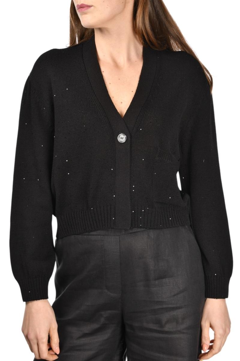 CARDIGAN RASATO CON MICRO PAILLETTES
