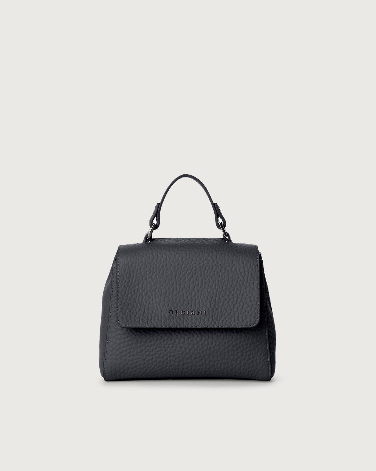 Borsa Sveva Soft Mini a mano in pelle con tracolla<BR/> B02019SOF NAVY ORCIANI 