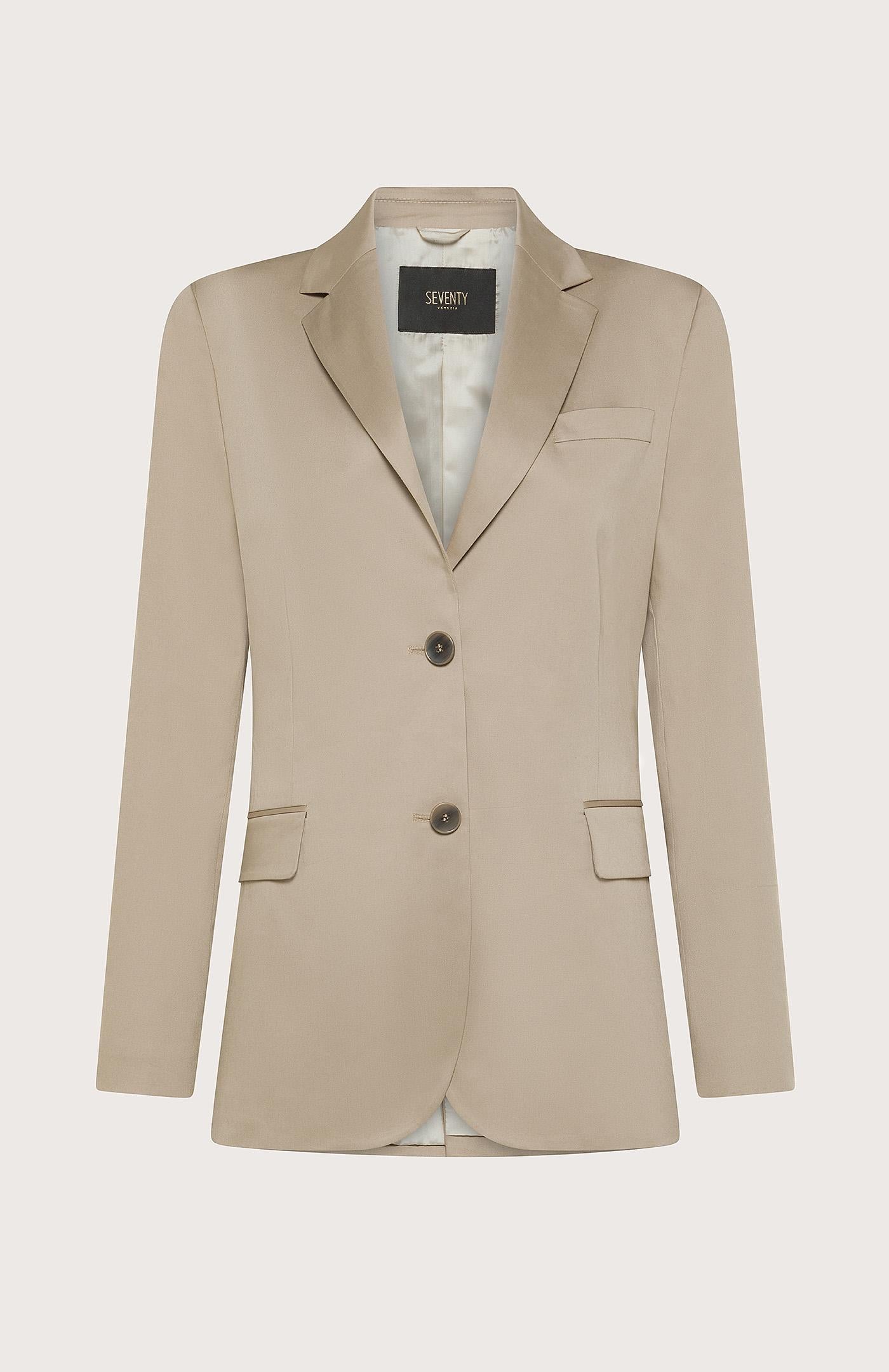 Giacca donna monopetto in raso cotone stretch