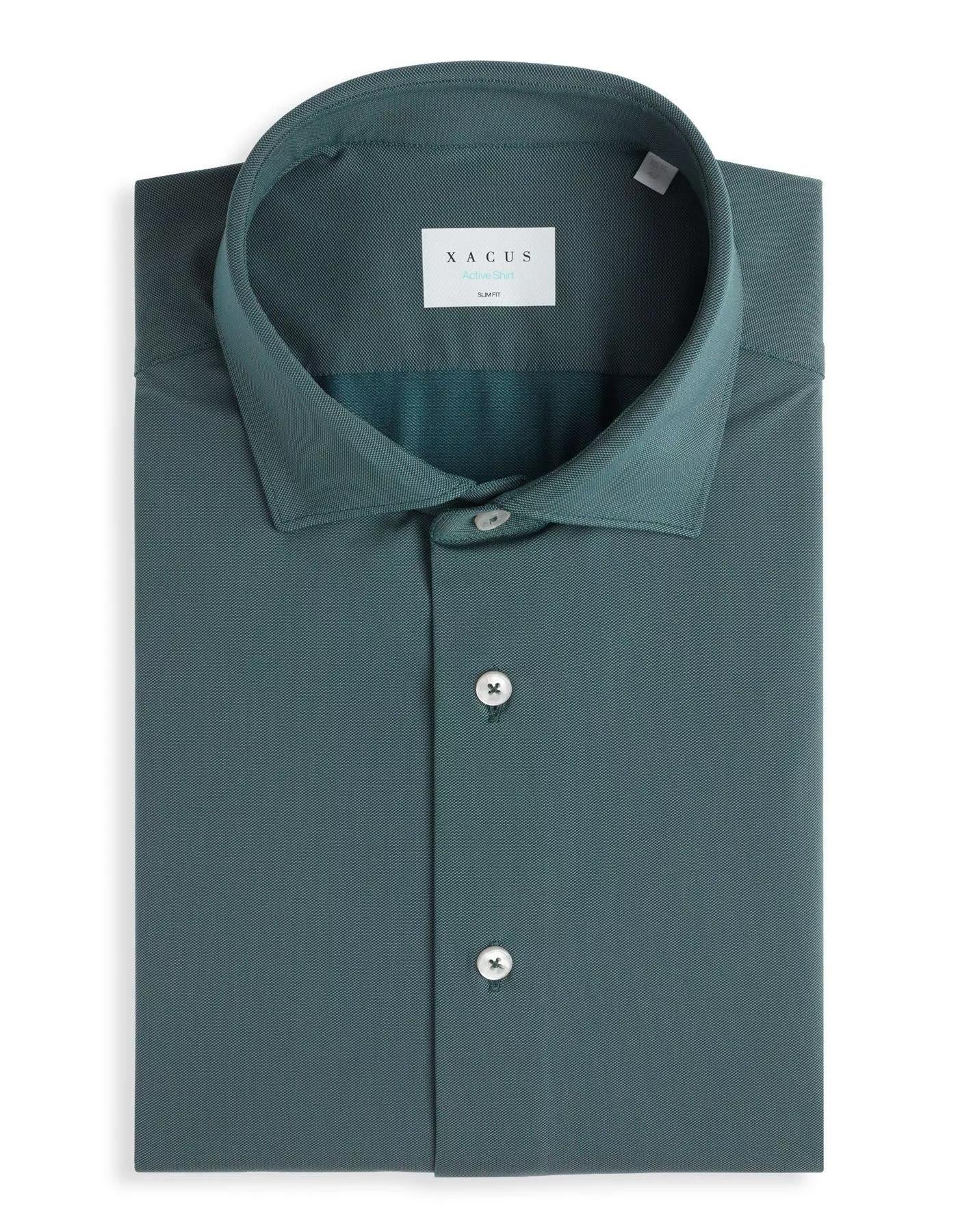 Camicia Collo francese piccolo Tinta Unita Armaturato Ottanio<BR/> ACT53111460 061 XACUS 