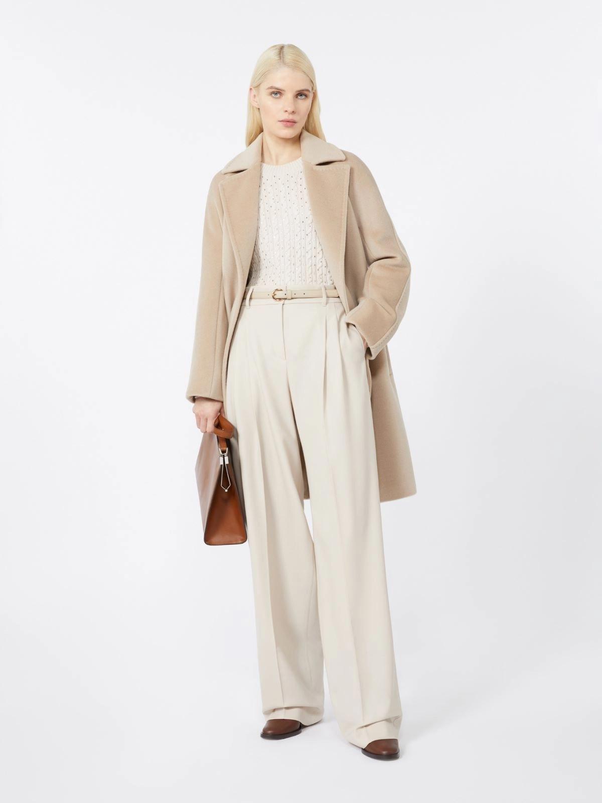 Cappotto a vestaglia in beaver di lana - Beige<BR/> SCIRE 020 MAX MARA STUDIO 