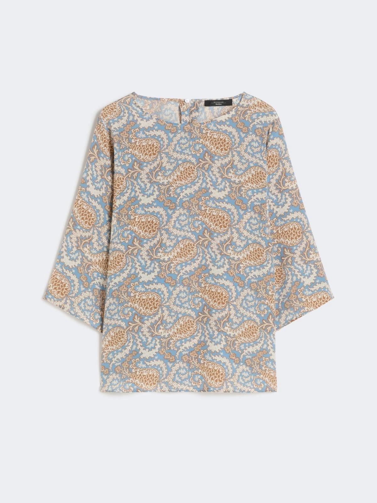 WKDGINNICO<BR/>Blusa in crêpe de Chine di seta stampata - Azzurro<BR/> WKDGINNICO 011 WEEKEND 