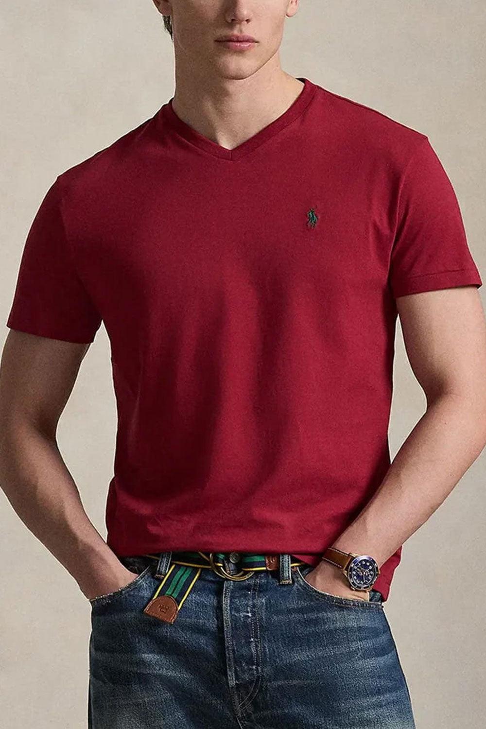 POLO RALPH LAUREN Maglietta in jersey scollo a V<BR/> 710671452 522 RALPH LAUREN 