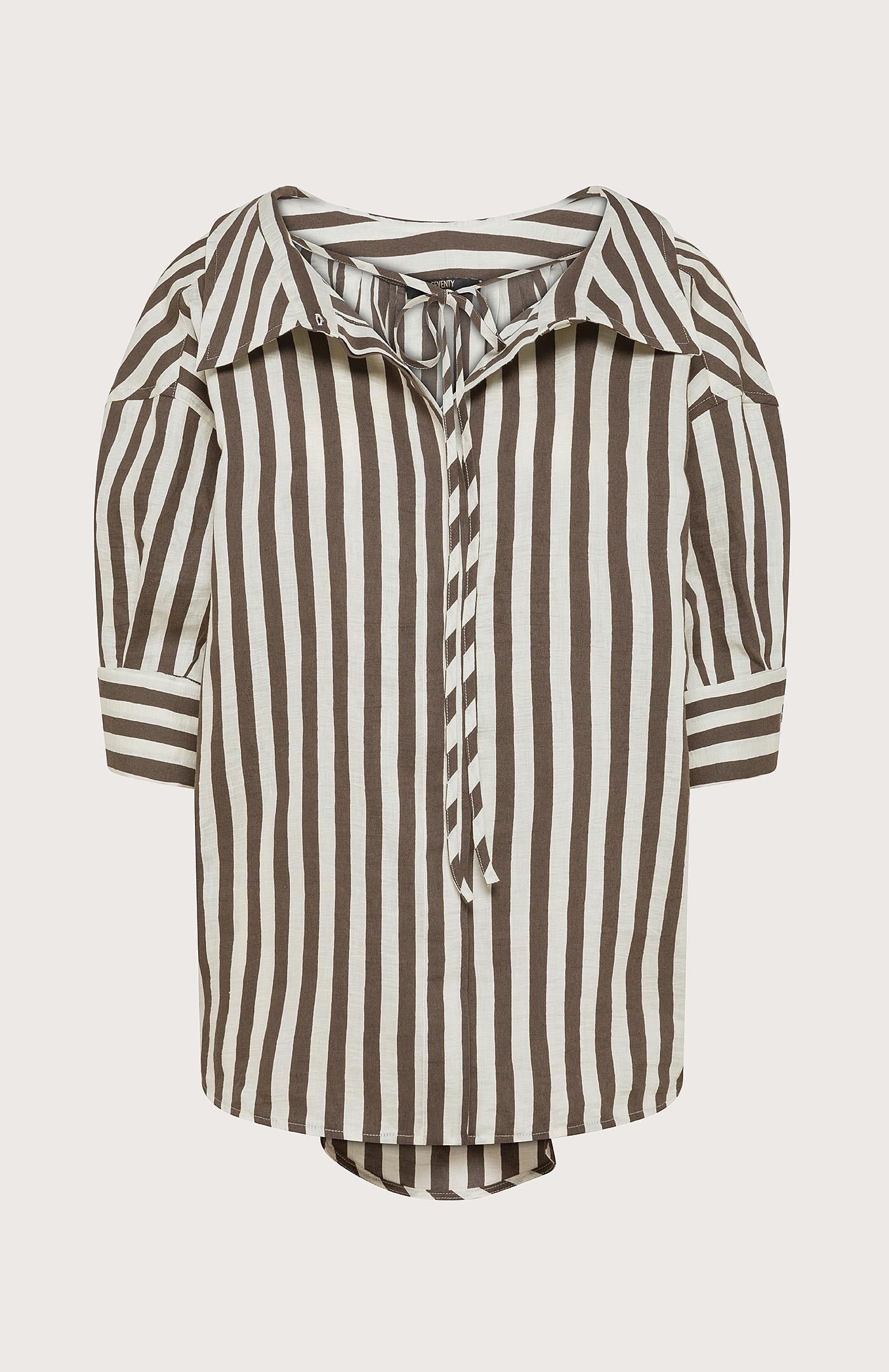 Camicia donna ampia in misto lino a righe