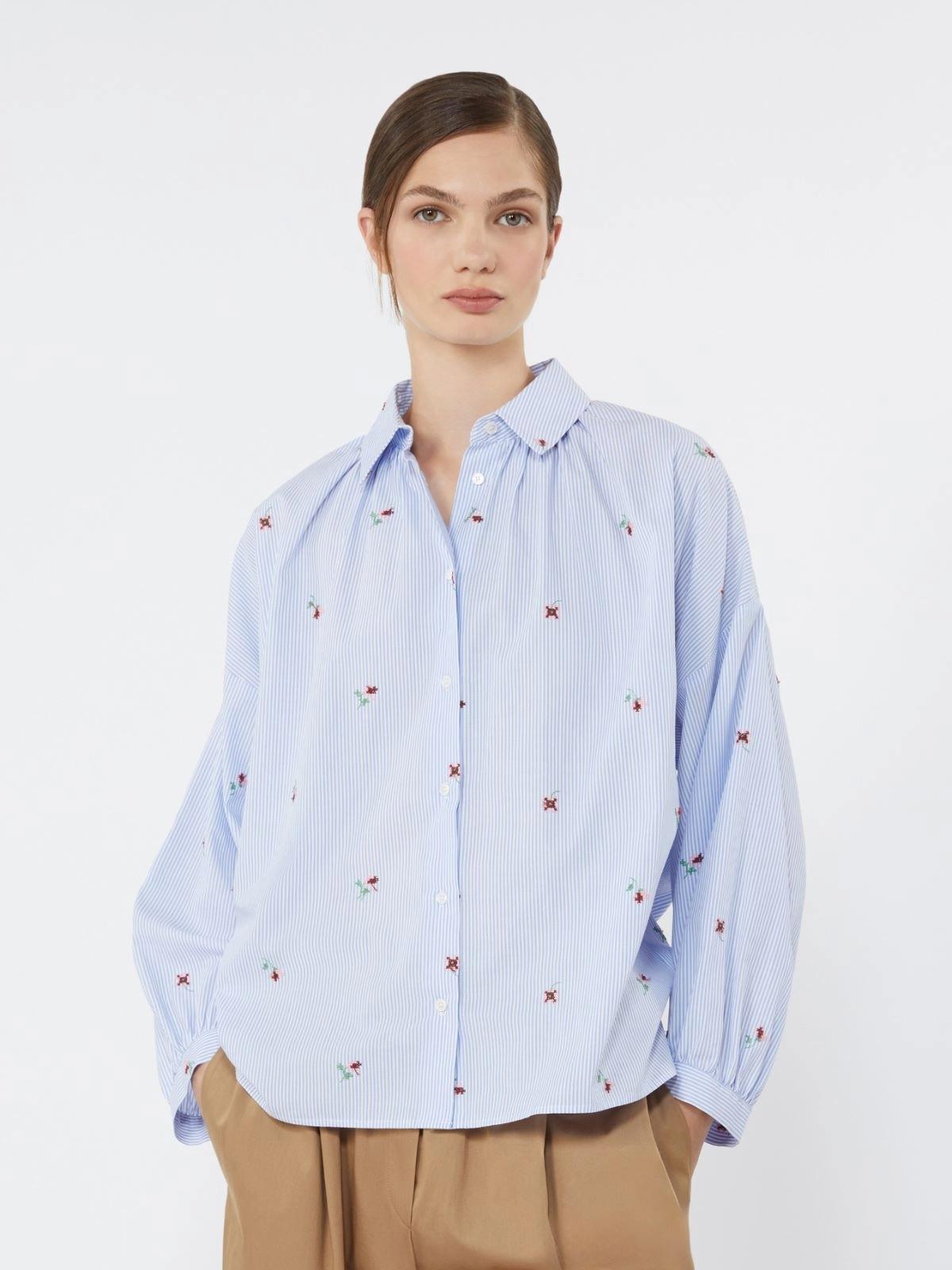 WKDBUTTERFLY<BR/>Camicia in popeline con ricami - Azzurro<BR/> WKDBUTTERFLY 002 WEEKEND 