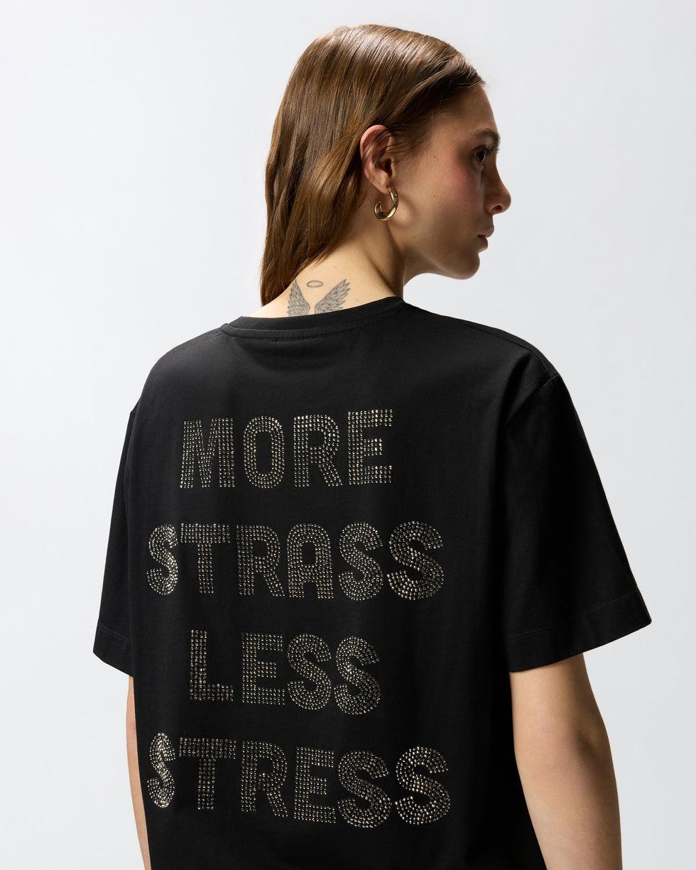 T-shirt More Strass Less Stress<BR/> 105526A33S Z99 PINKO 