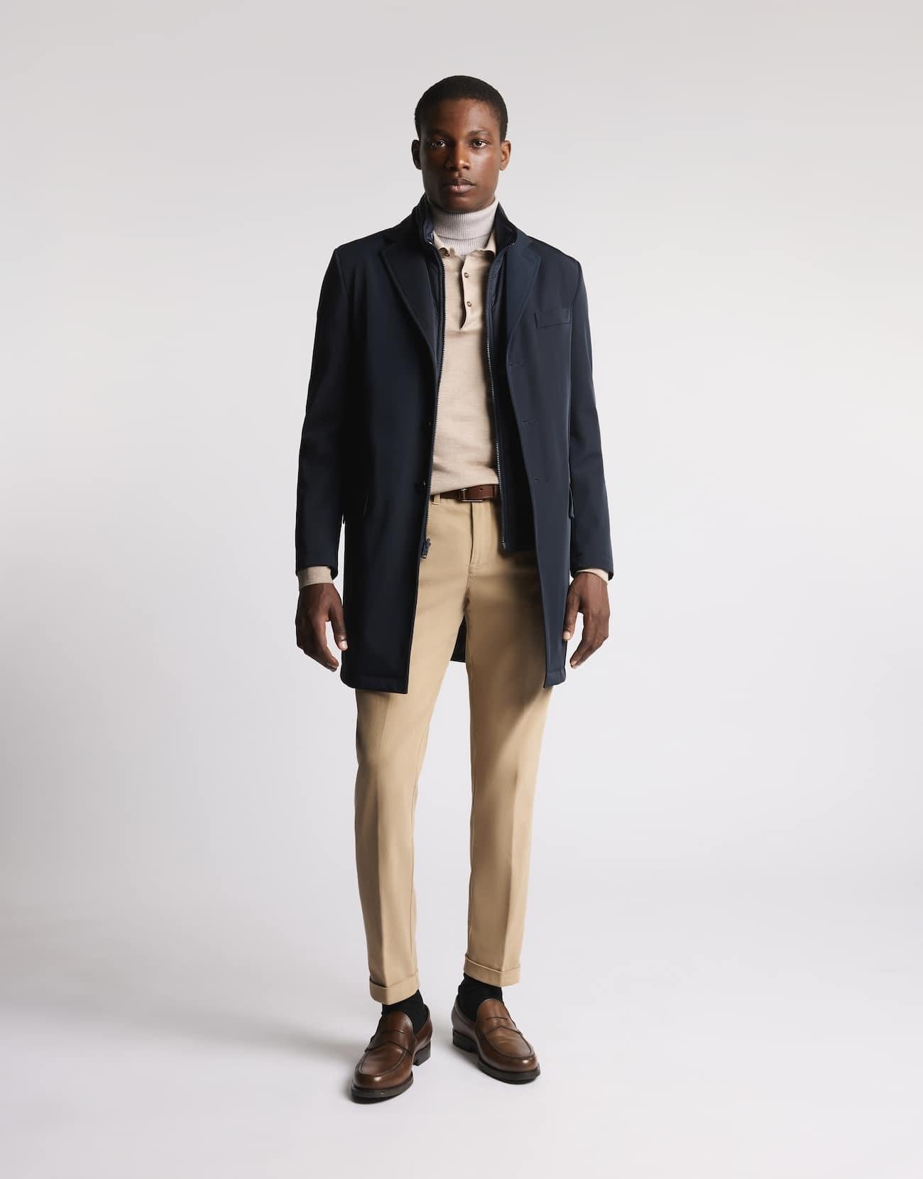 Double Coat in Gabardine Stretch<BR/> NAM5351168STOA U807 FAY 