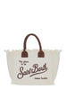 Borsa Vanity regular bianca in canvas con frange