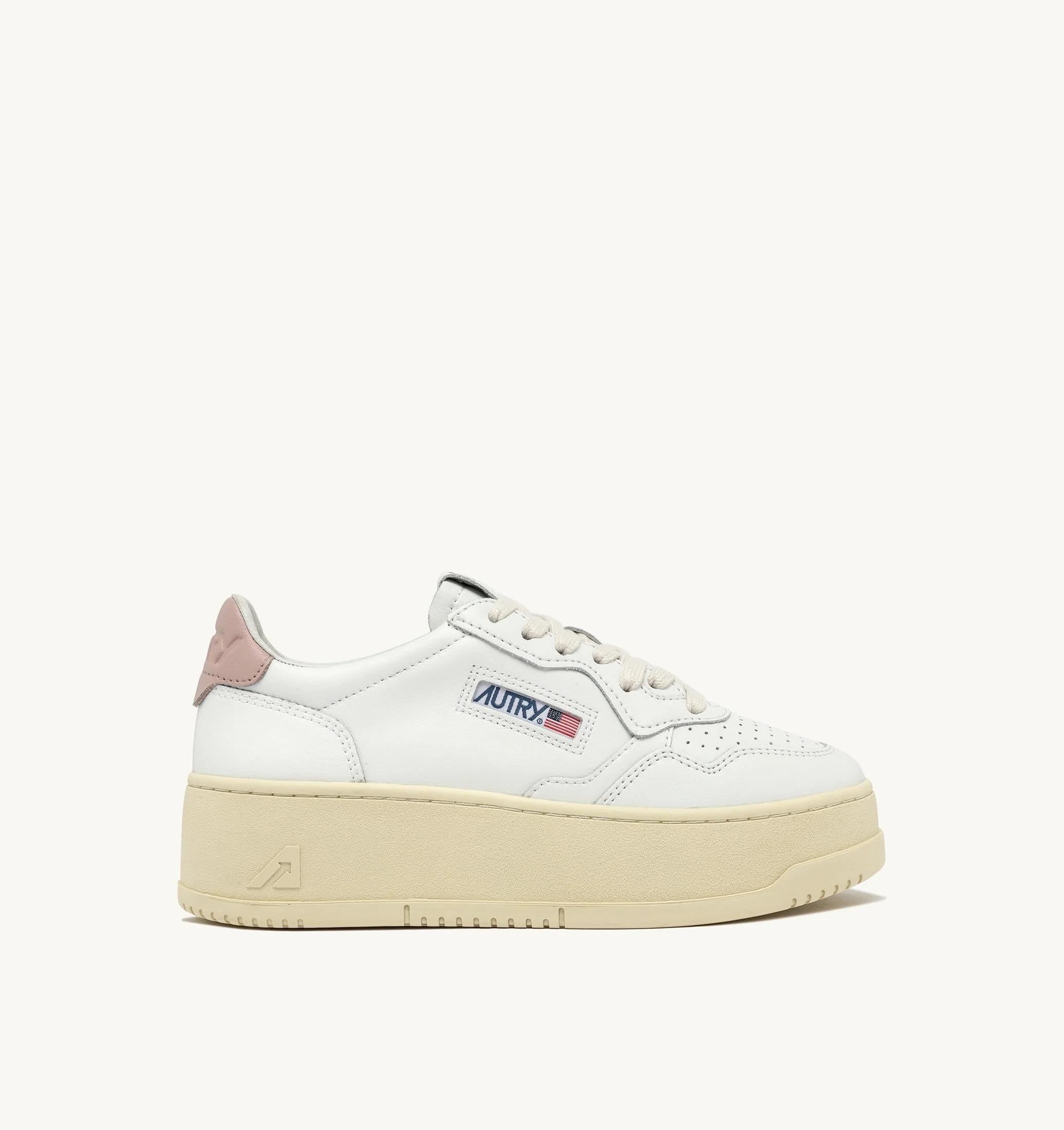 SNEAKERS MEDALIST PLATFORM IN PELLE COLORE BIANCO E POWDER PINK<BR/> PTLW LL80 AUTRY ACTION SHOES 