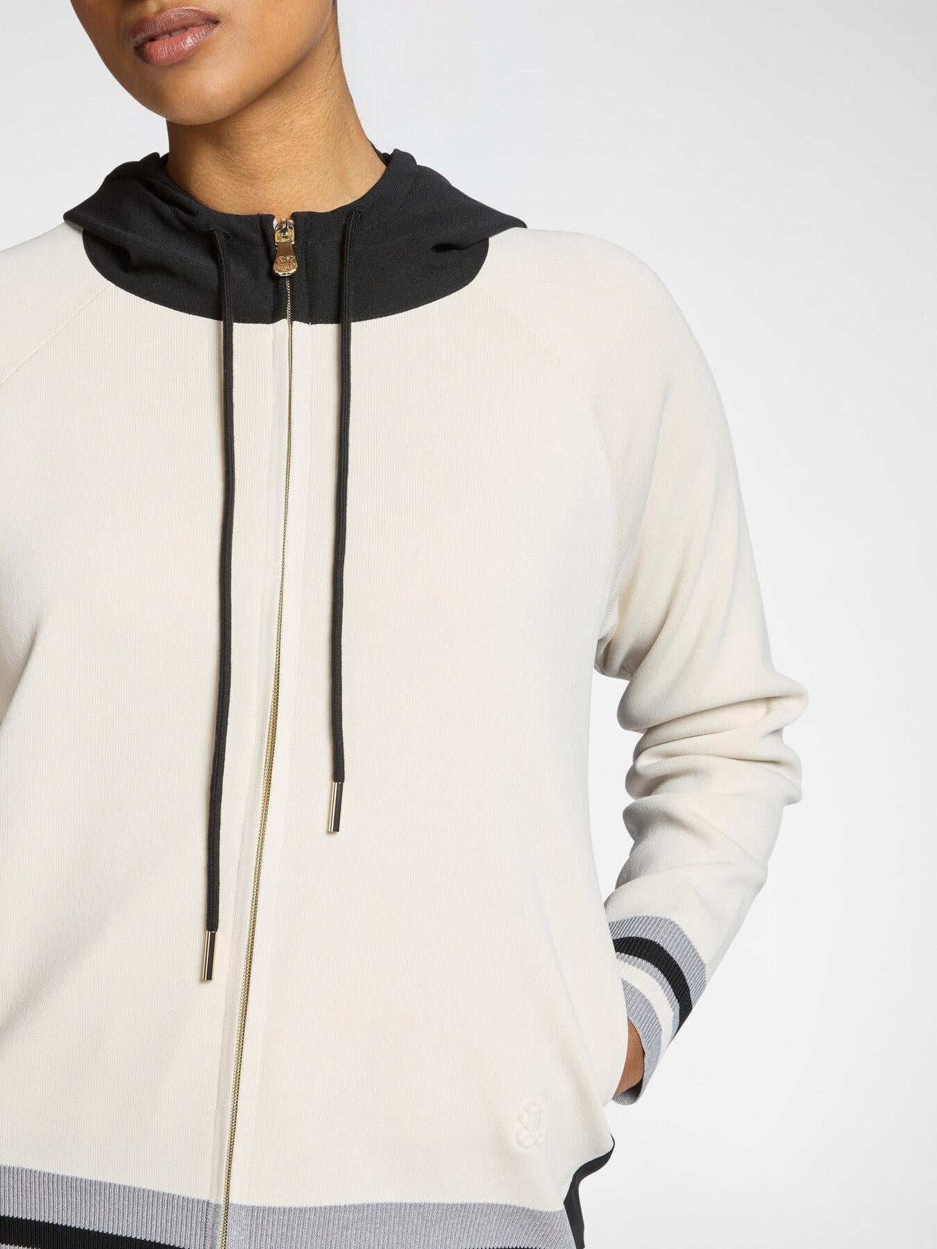 Cardigan misto viscosa con cappuccio e zip<BR/> M547Z000688N B1 ELENA MIRO 