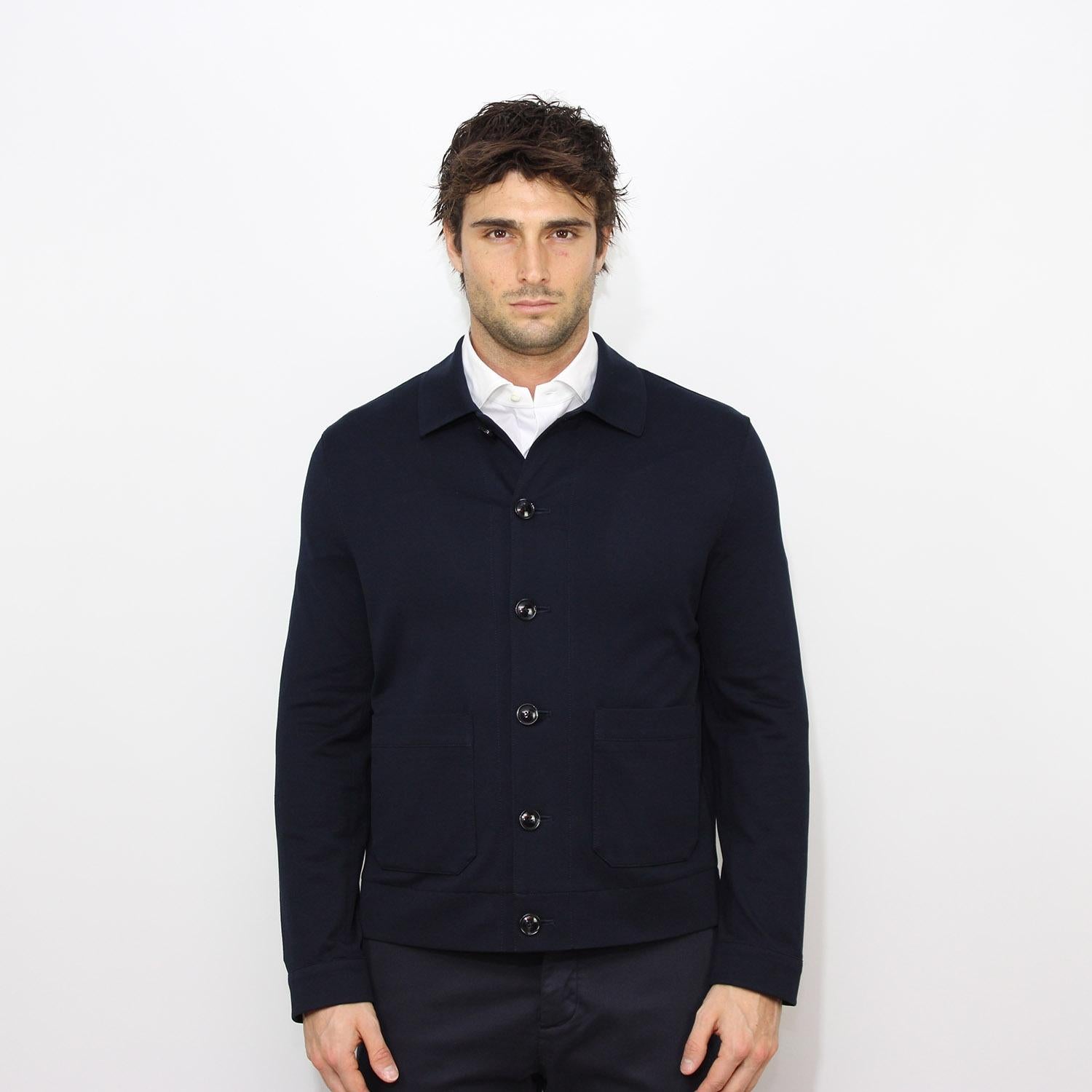 Work jacket in premium piquet blu navyCollo a camicia.<BR/><BR/> CN5179 447 CIRCOLO 1901 