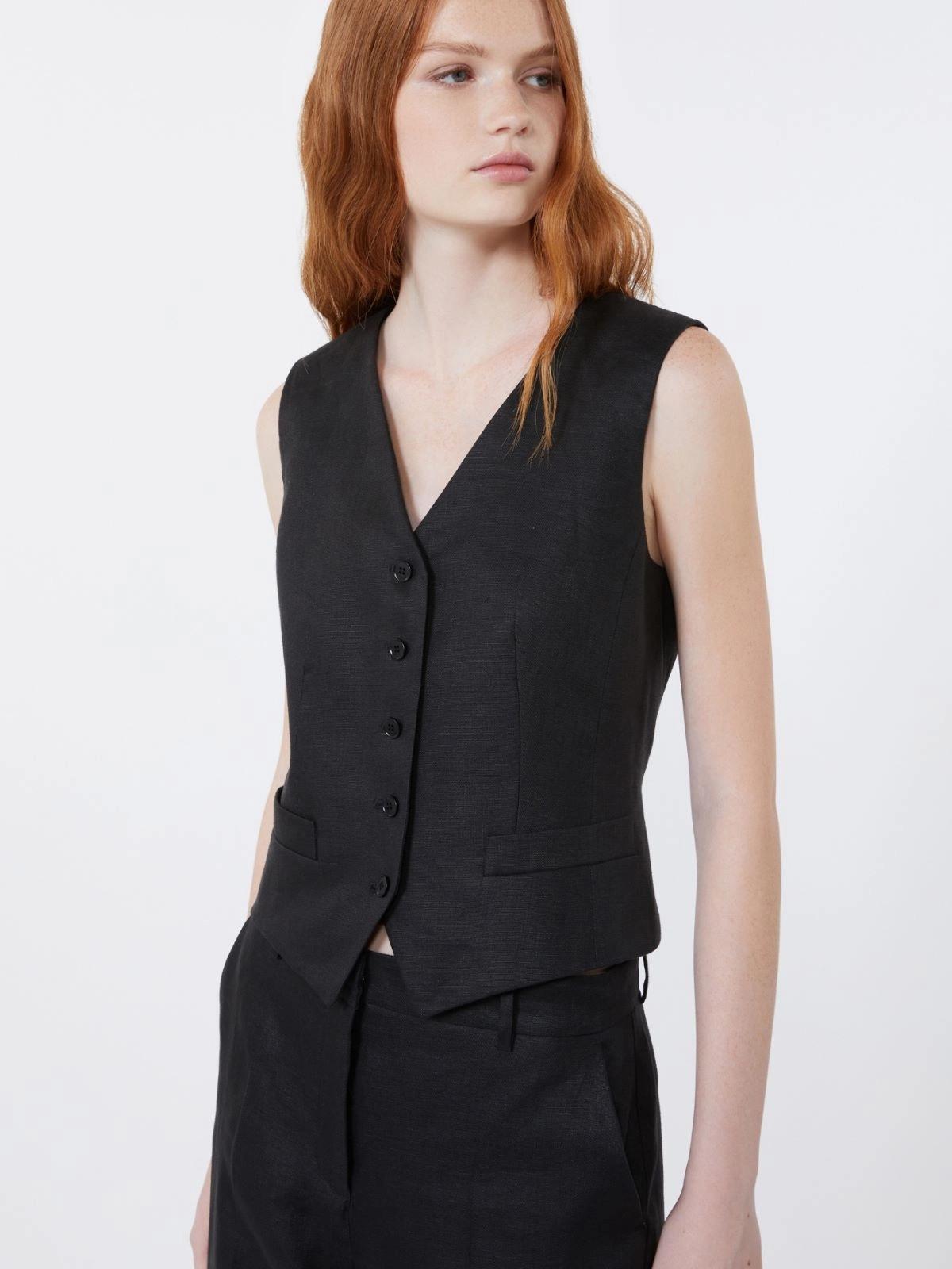 Gilet in canvas di lino - NERO<BR/> WKDPACE 007 WEEKEND 