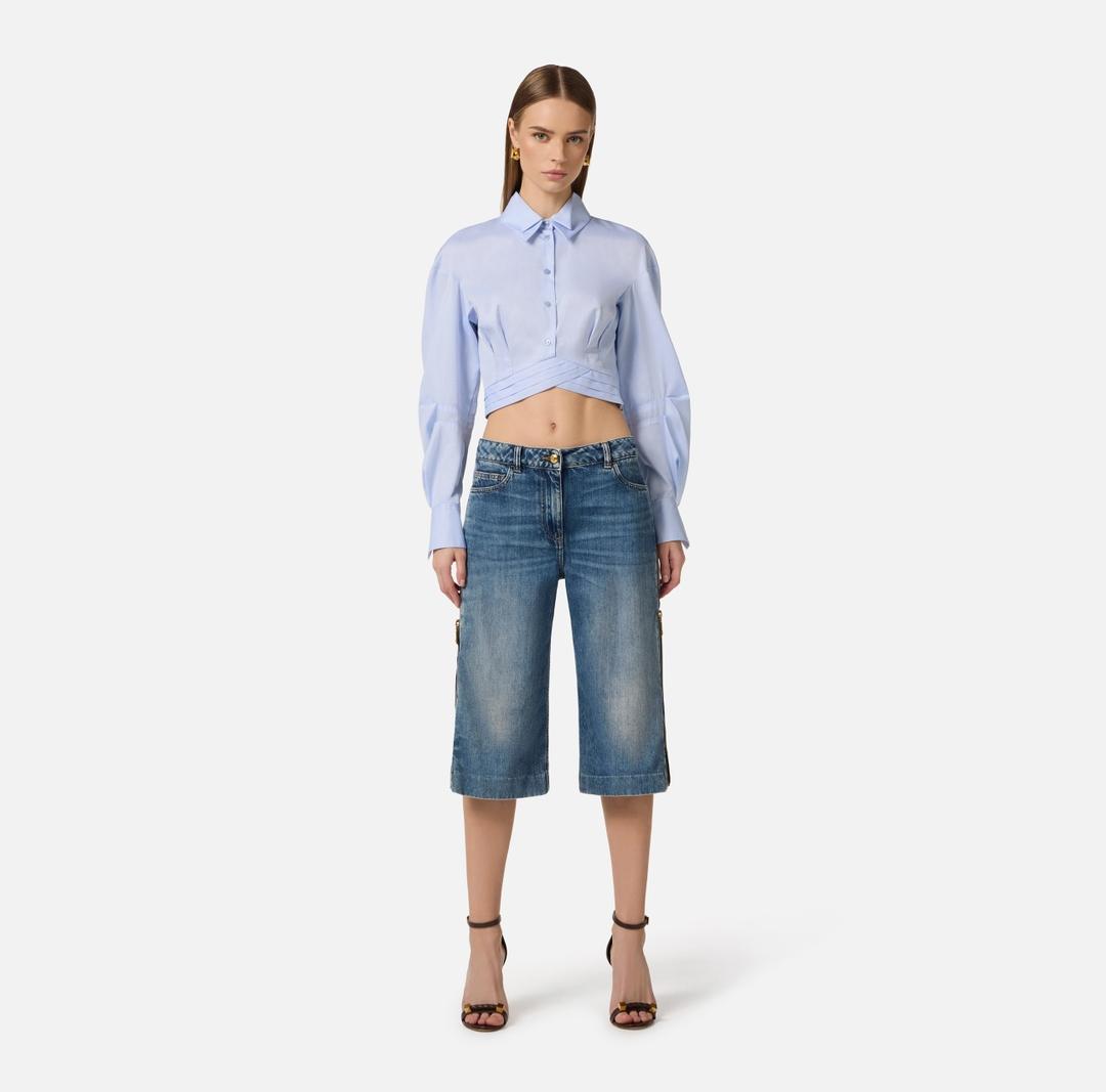 Camicia in popeline di cotone con fascione CA12161E2 019 ELISABETTA FRANCHI 
