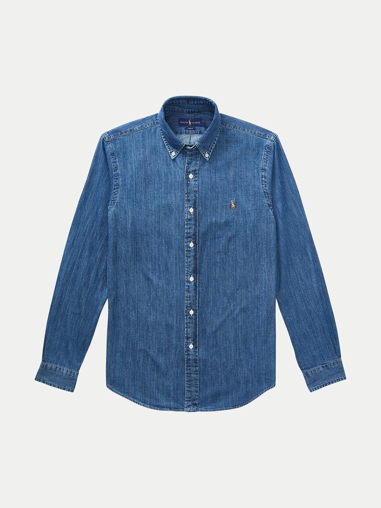 Camicia uomo in denim di puro cotone 710548539 001 RALPH LAUREN 
