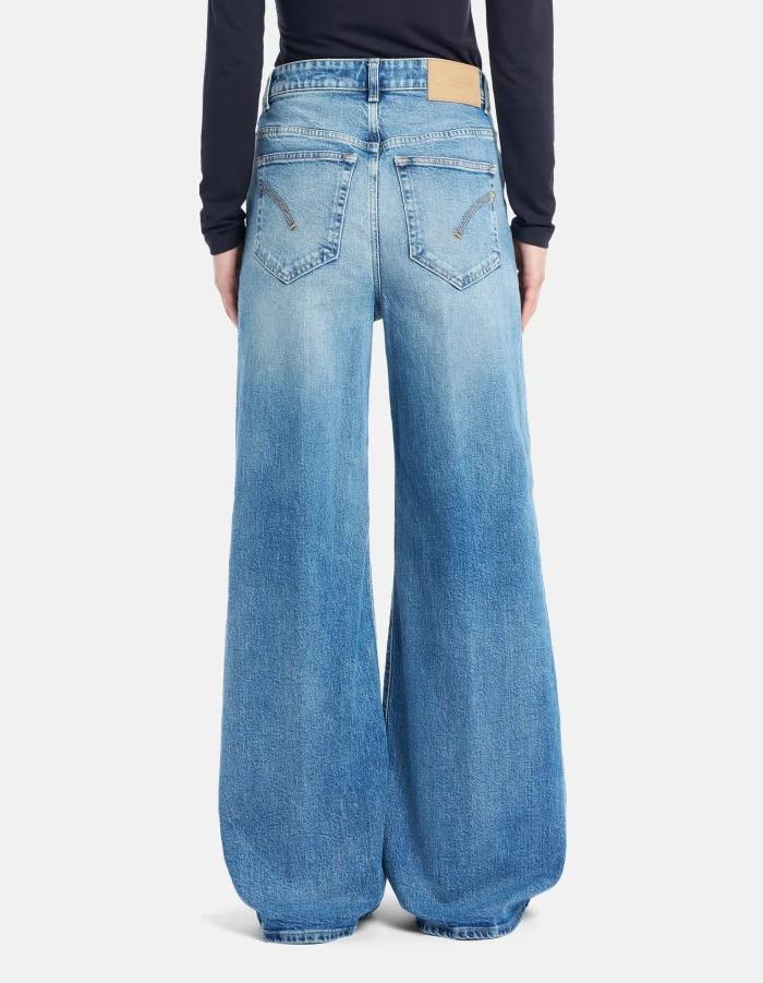 Jeans Beatrix wide leg in denim stretch riciclato<BR/> DP828DSH371LO3 800 DONDUP 