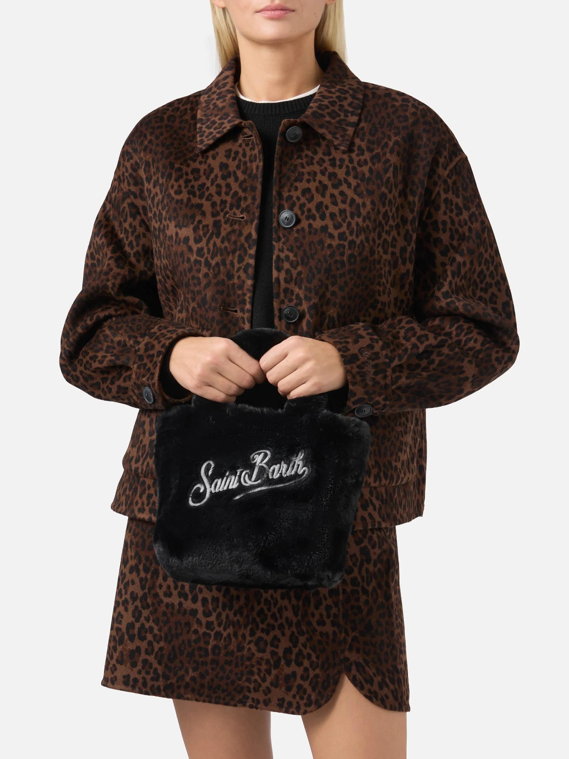 Borsa morbida a mano Vanity Mini Soft in faux fur nero VAMI021 00292I MC2 SAINT BARTH 