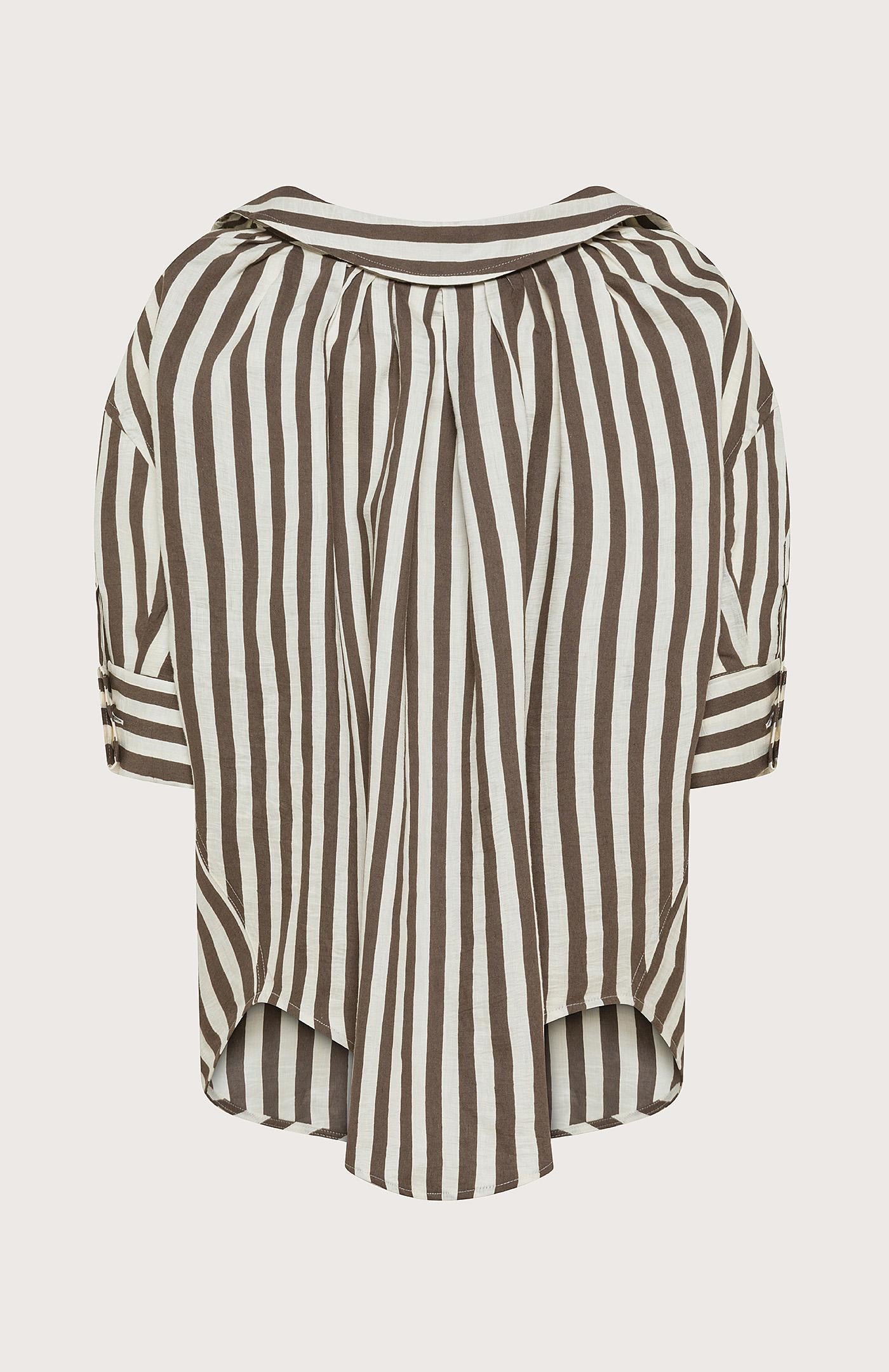 Camicia donna ampia in misto lino a righe