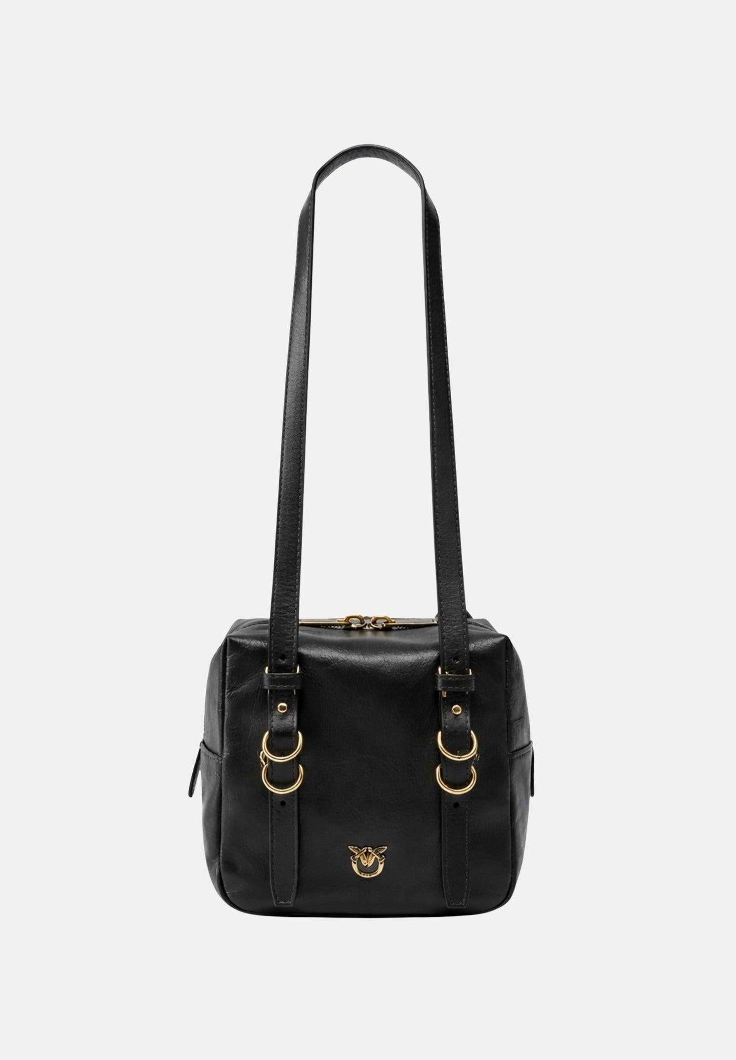 Borsa a tracolla piccola Cubic Bag in pelle shiny<BR/> 106465A315 Z99Q PINKO 