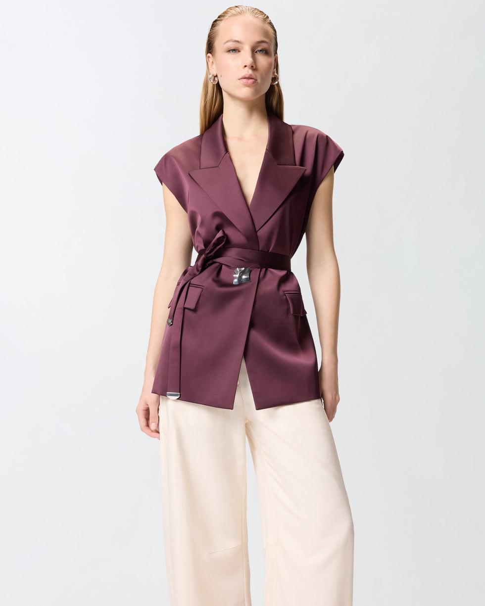Giacca smanicata in satin<BR/> 106585A1Y5 R57 PINKO 