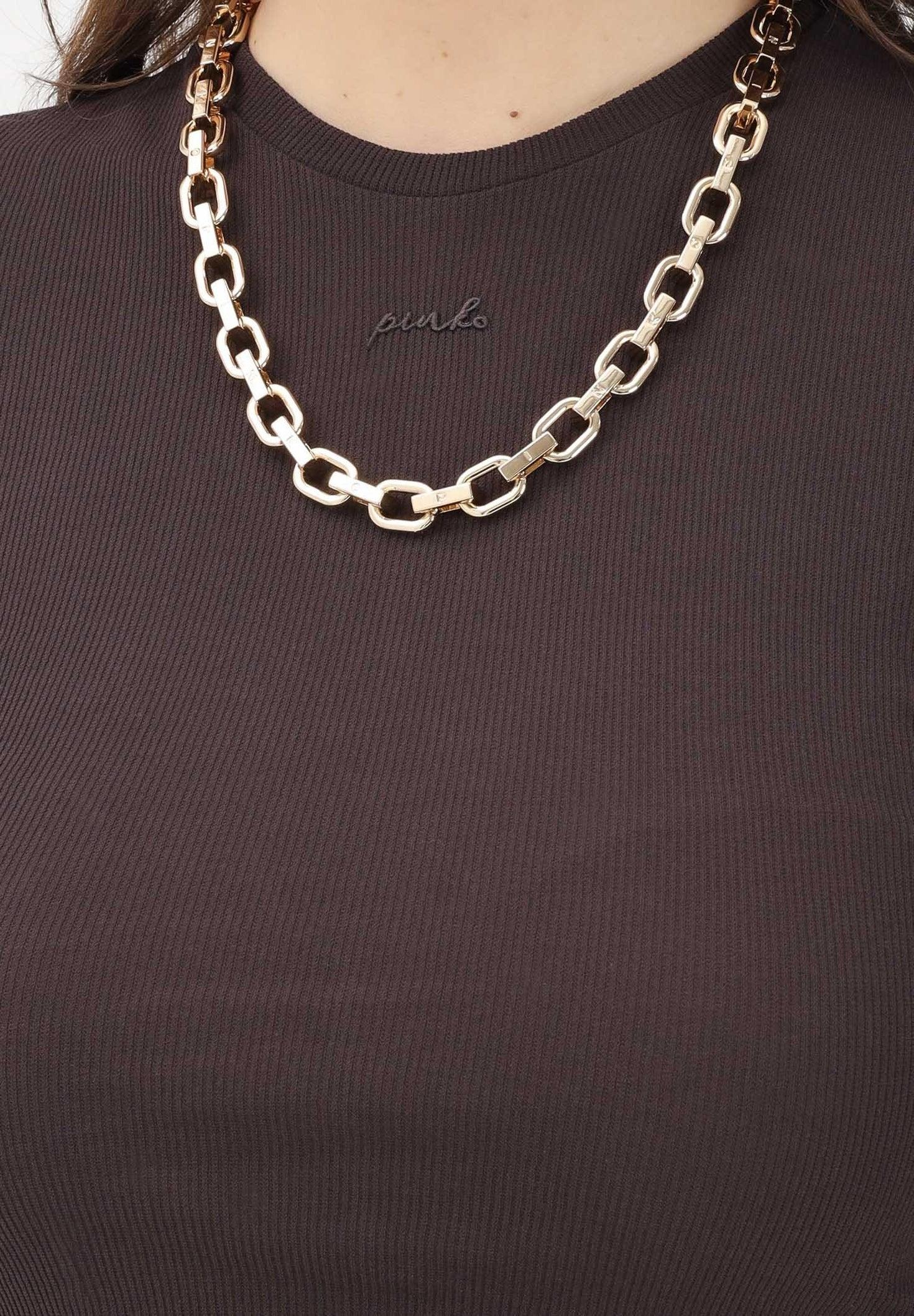 Maglia cropped con catena<BR/> 106635A32C M28 PINKO 