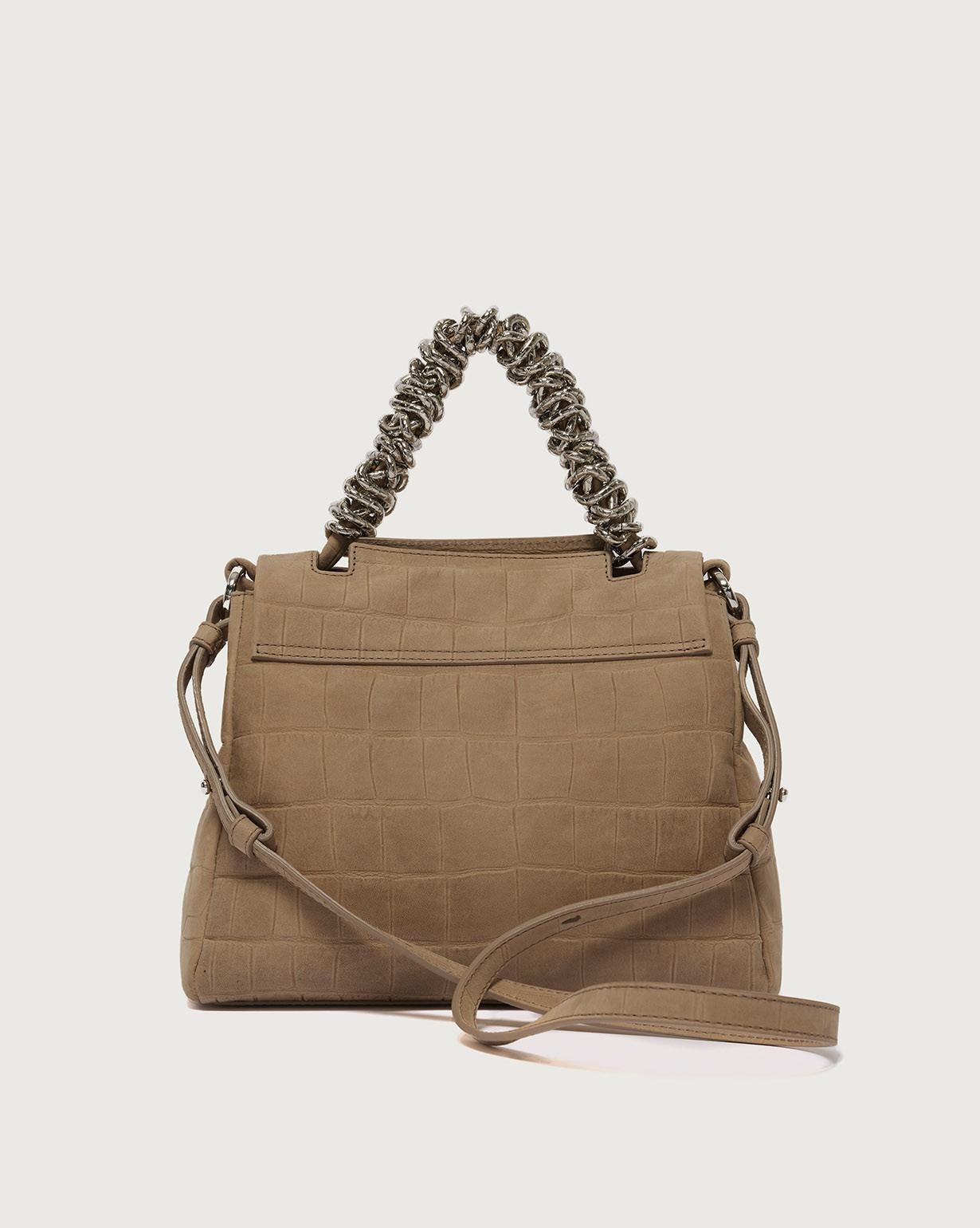 Borsa Sveva Twilight Piccola a mano in nabuk stampa cocco B01999TWL BISCOTTO ORCIANI 