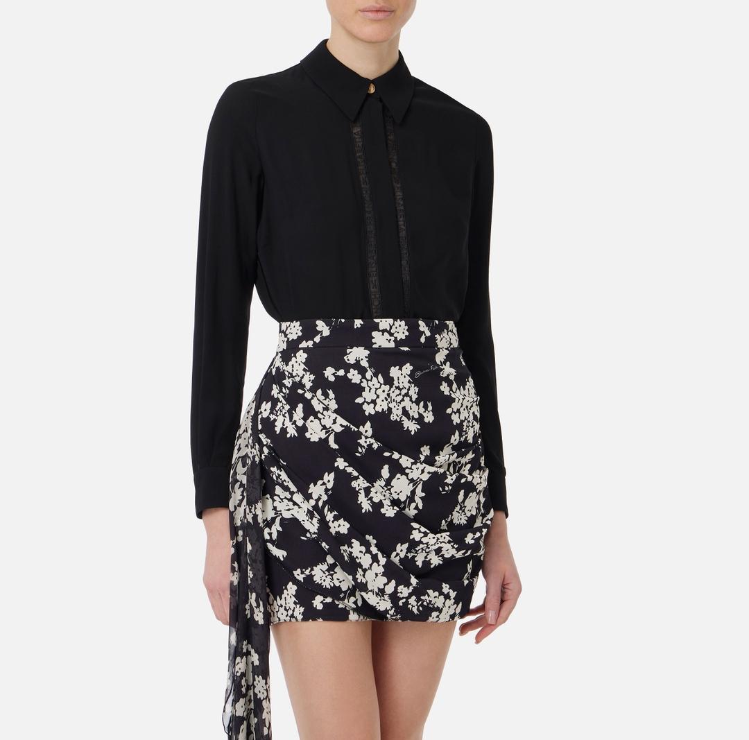 Camicia donna in georgette con bande lettering