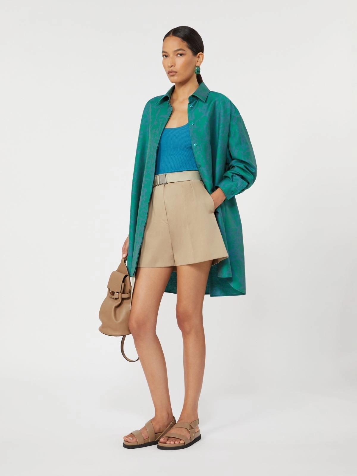 Abito a camicia in cotone e seta stampata - Verde<BR/> MXMBIRD 002 MAX MARA 