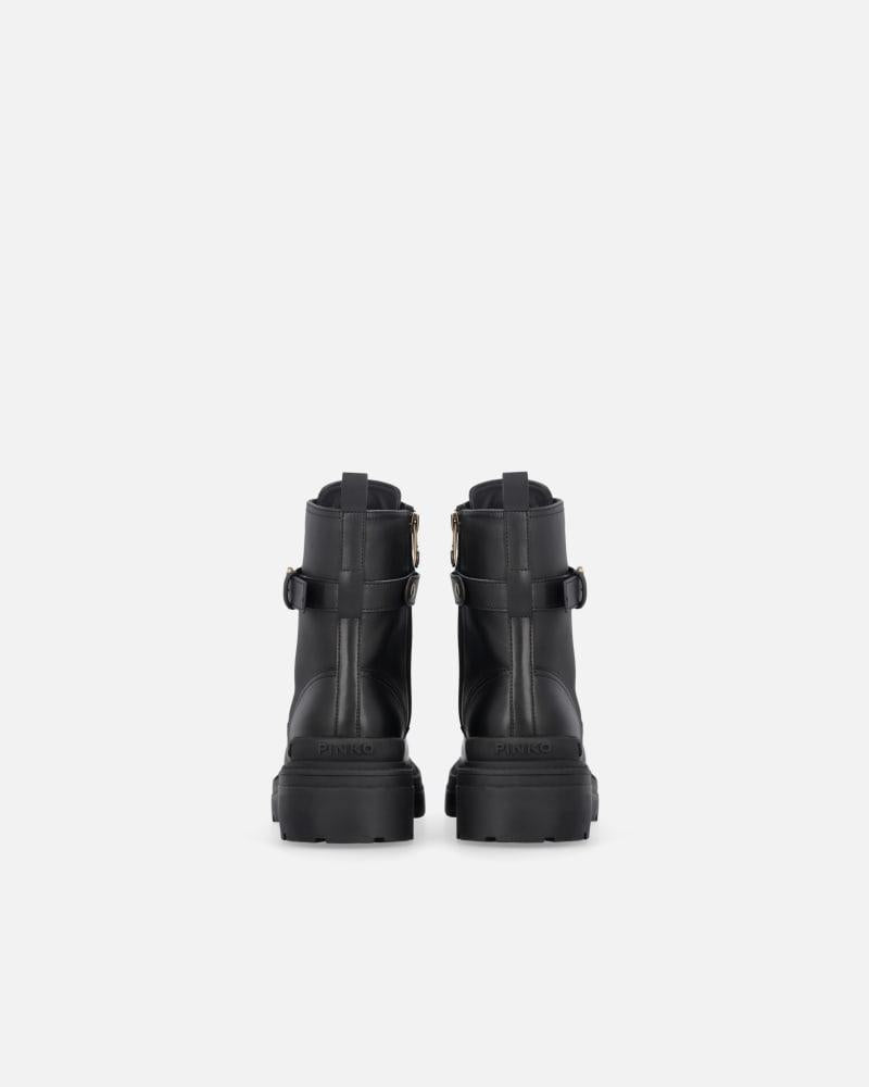 Anfibi in pelle con cinturino logato davanti<BR/><BR/> SD0147P001 Z99 PINKO 