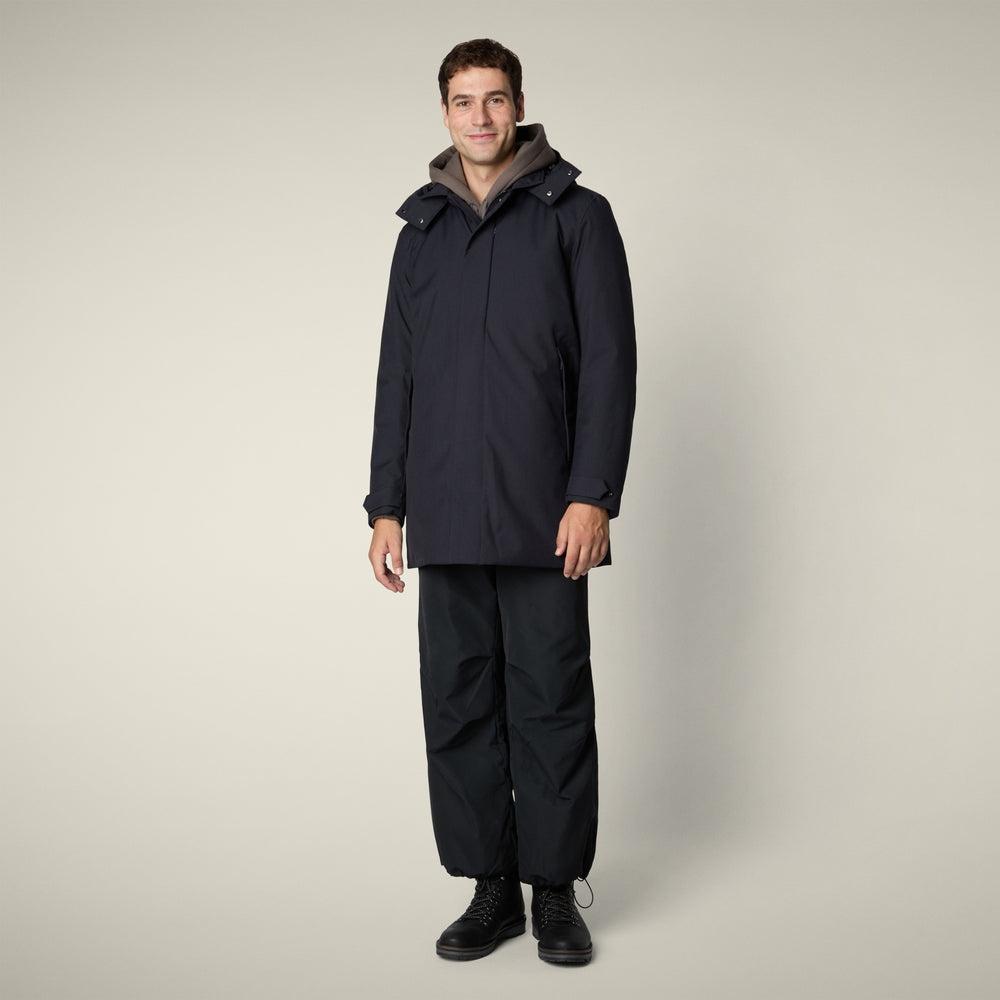 Cappotto uomo mod. Sid blu nero<BR/> D41584M 90010 SAVE THE DUCK 