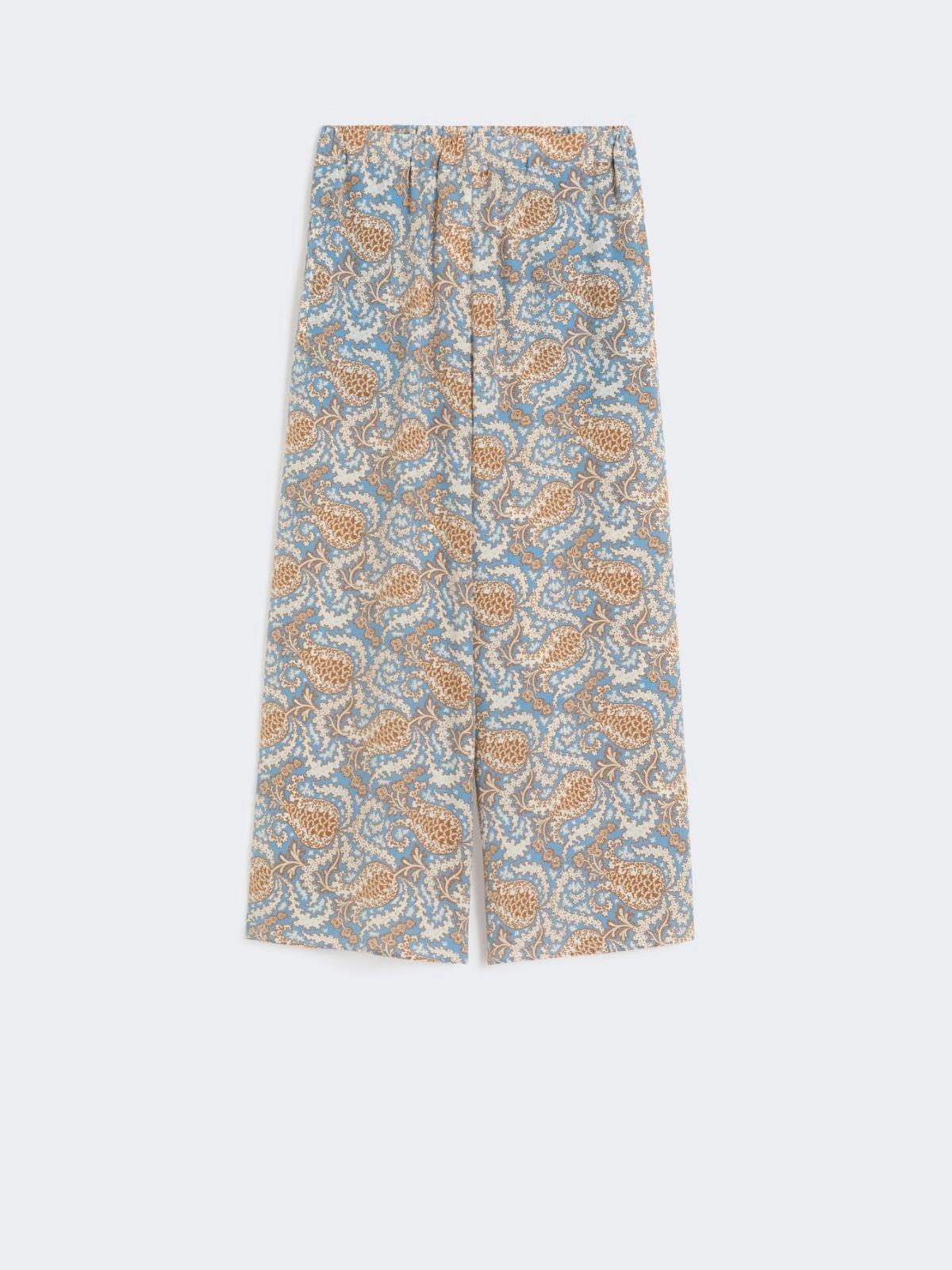 Pantalone in crêpe de Chine stampata - AZZURRO<BR/> WKDNIRVANA 011 WEEKEND 