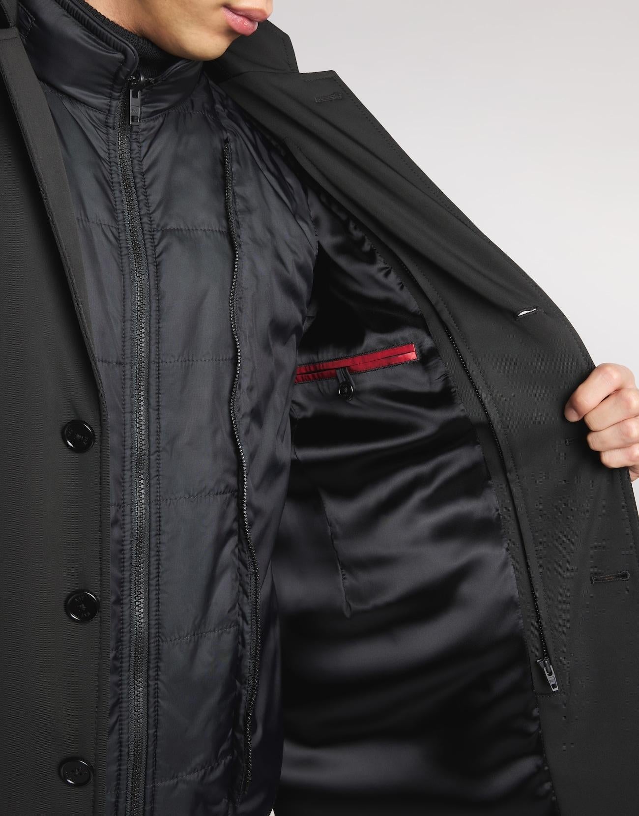 Double Coat in Gabardine Stretch<BR/> NAM5351168STOA B999 FAY 