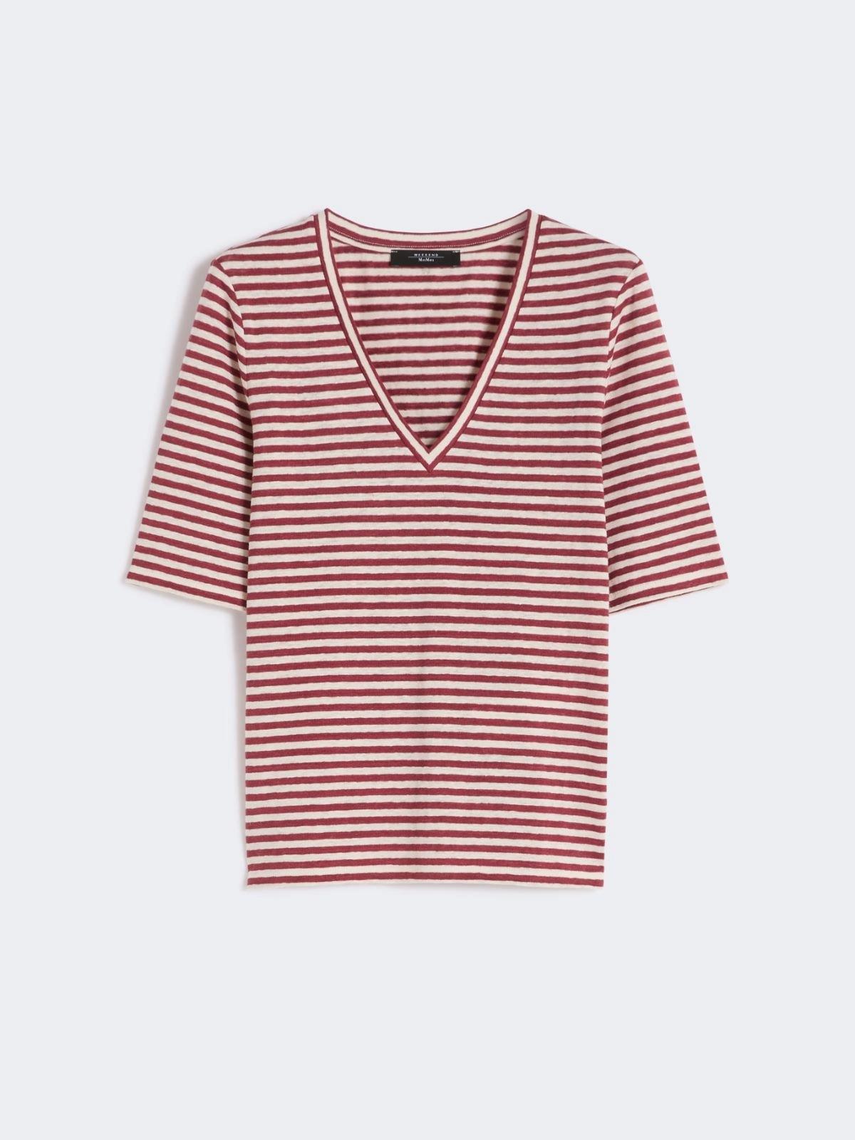 T-shirt a V in jersey di lino stretch WKDOPZIONE 009 WEEKEND 