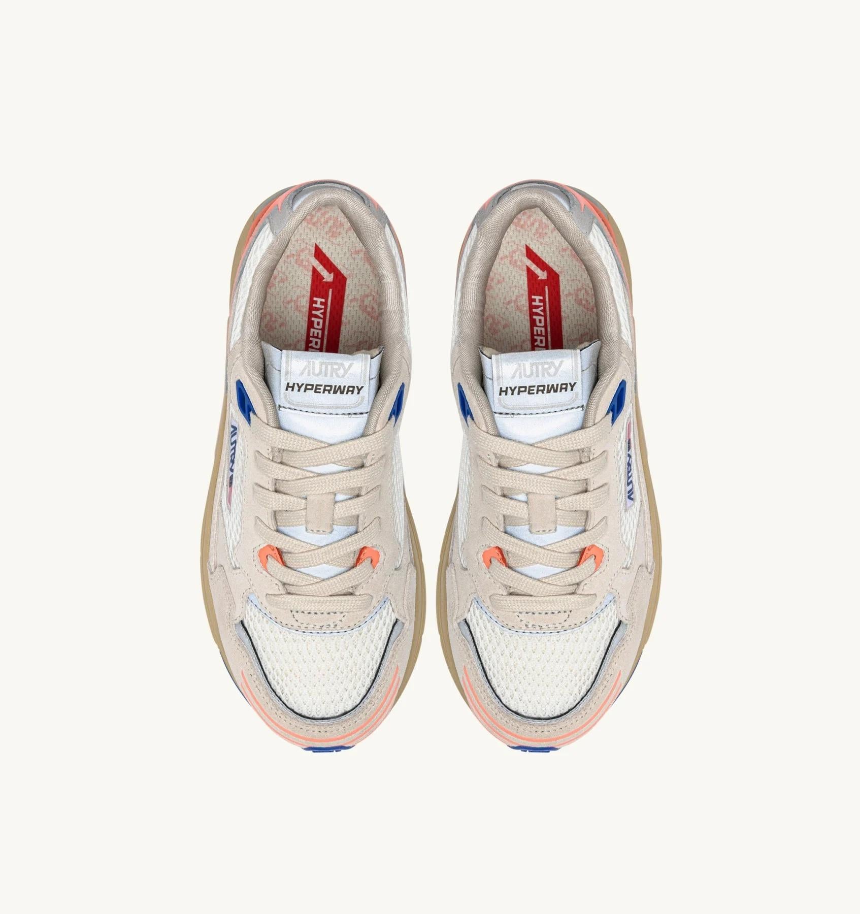 SNEAKERS HYPERWAY IN MESH E SUEDE BIANCO E PEACH PINK<BR/> HYLW HU02 AUTRY ACTION SHOES 