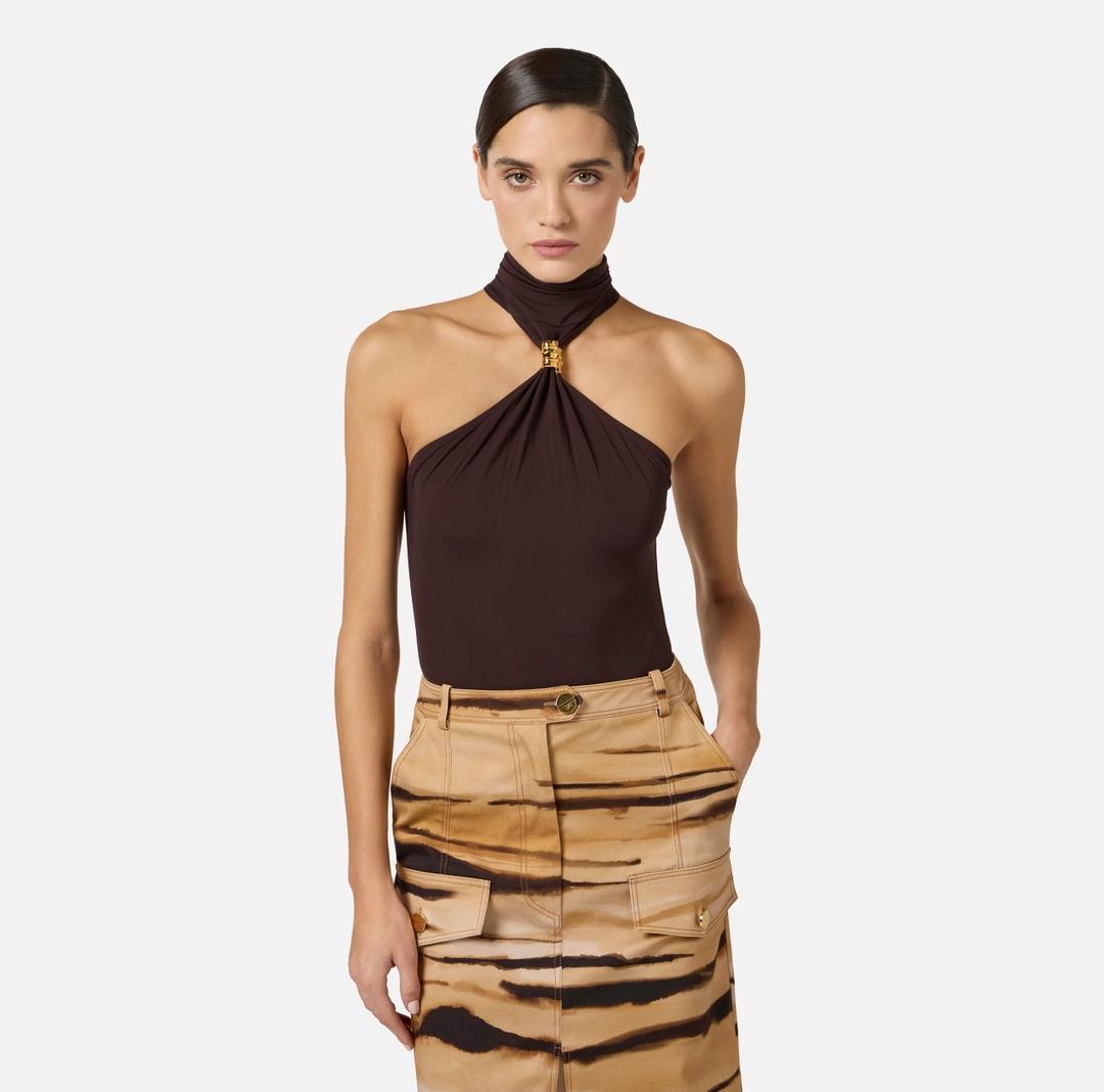 Body in jersey crêpe con dettaglio gioiello BO01761E2 EV9 ELISABETTA FRANCHI 