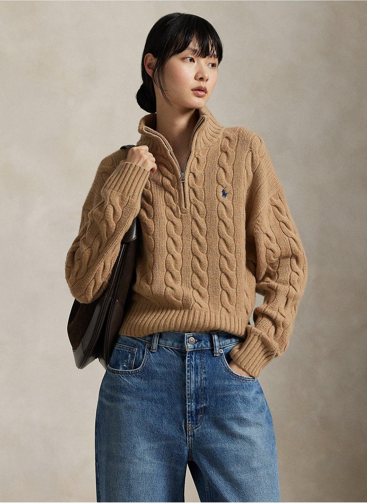 Maglione a collo alto in lana e cashmere a trecce 211972130 002 RALPH LAUREN 