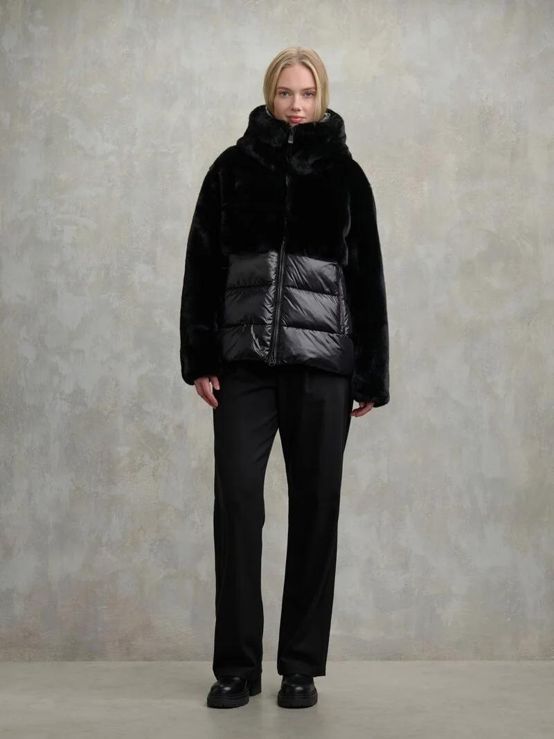 GIACCA IN NYLON CON PELLICCIA ECOLOGICA FANEVIL<BR/> BLDC02178 6646/999 BLAUER 