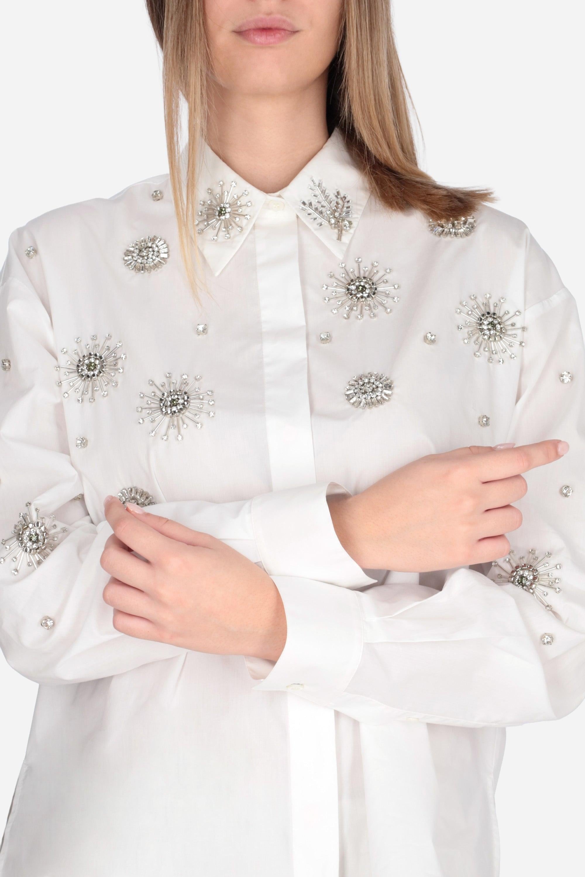 Camicia Pinko Carley bianca strass 106225A31W Z04 PINKO 