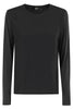 T-shirt donna in bi-materiale con maniche lunghe